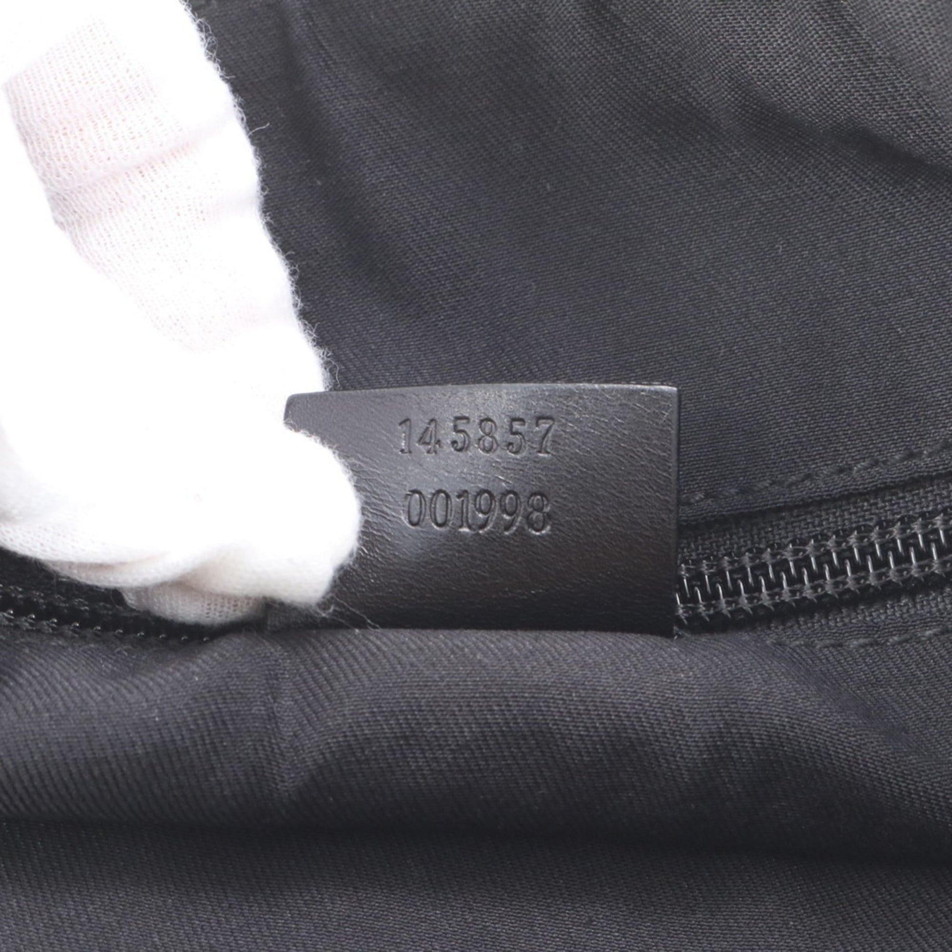 Gucci Black Leather Canvas Shoulder Bag