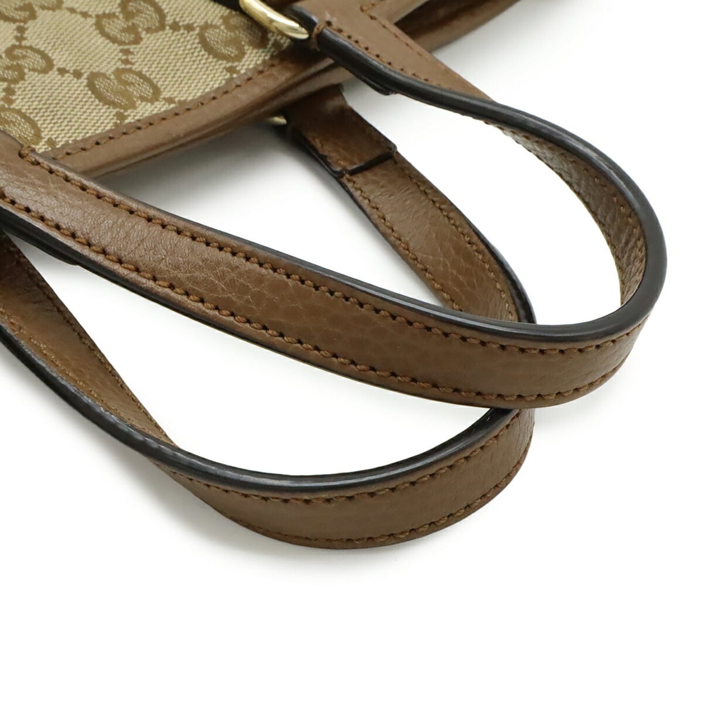 Gucci Beige Beige Brown Brown Gg Canvas Leather Handbag Shoulder Bag