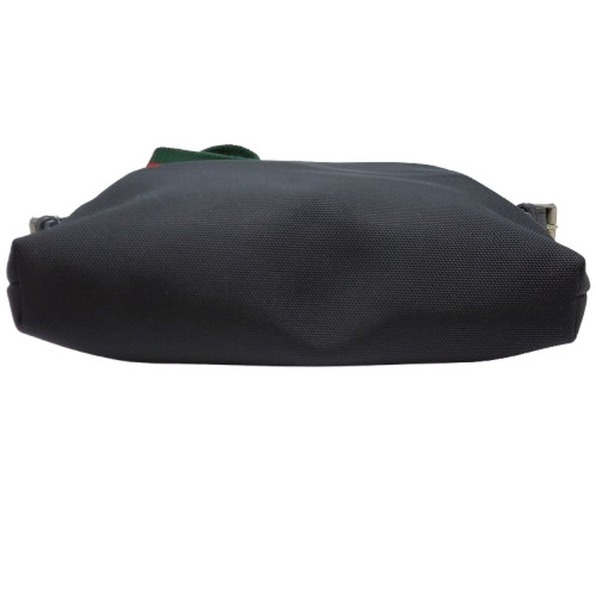 Gucci Sherry Line Black Canvas Leather Shoulder Bag