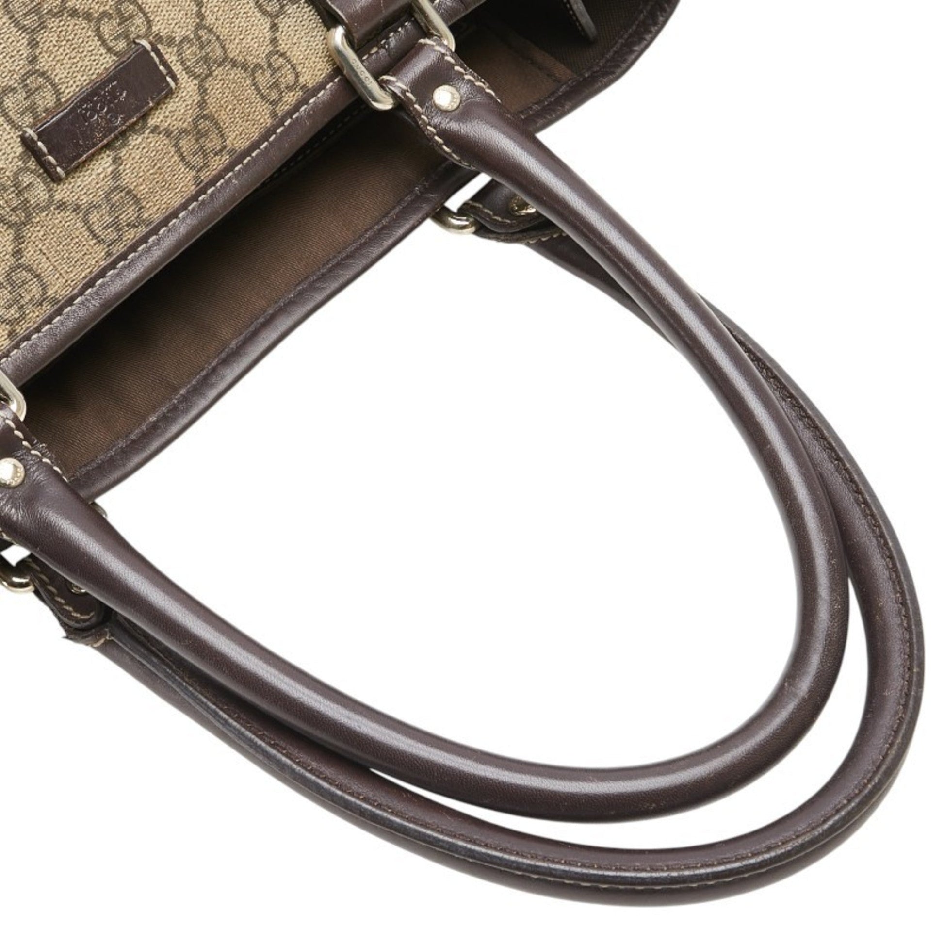 Gucci Beige Brown Pvc Leather Shoulder Bag Tote Bag