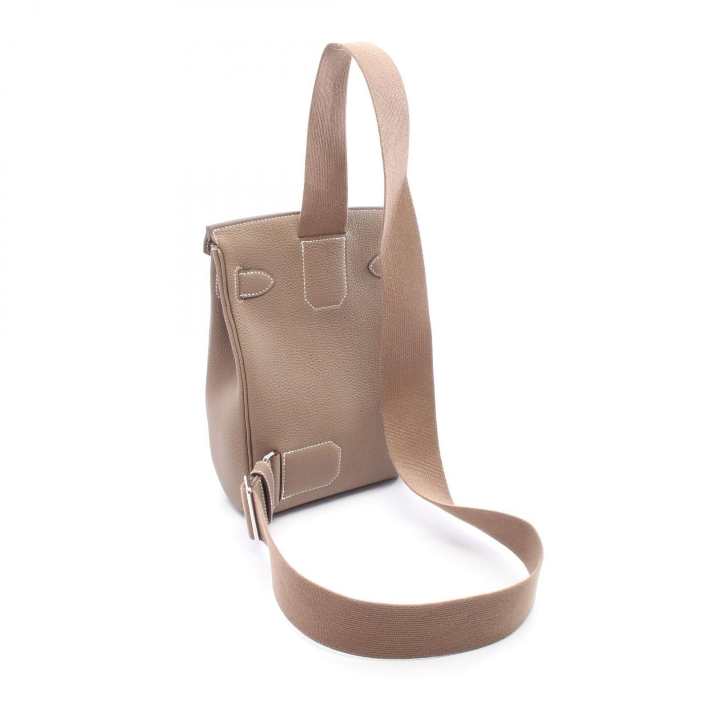 Hermes Etoupe Togo Fanny Pack Handbag Leather Brown Gray Travel Bag