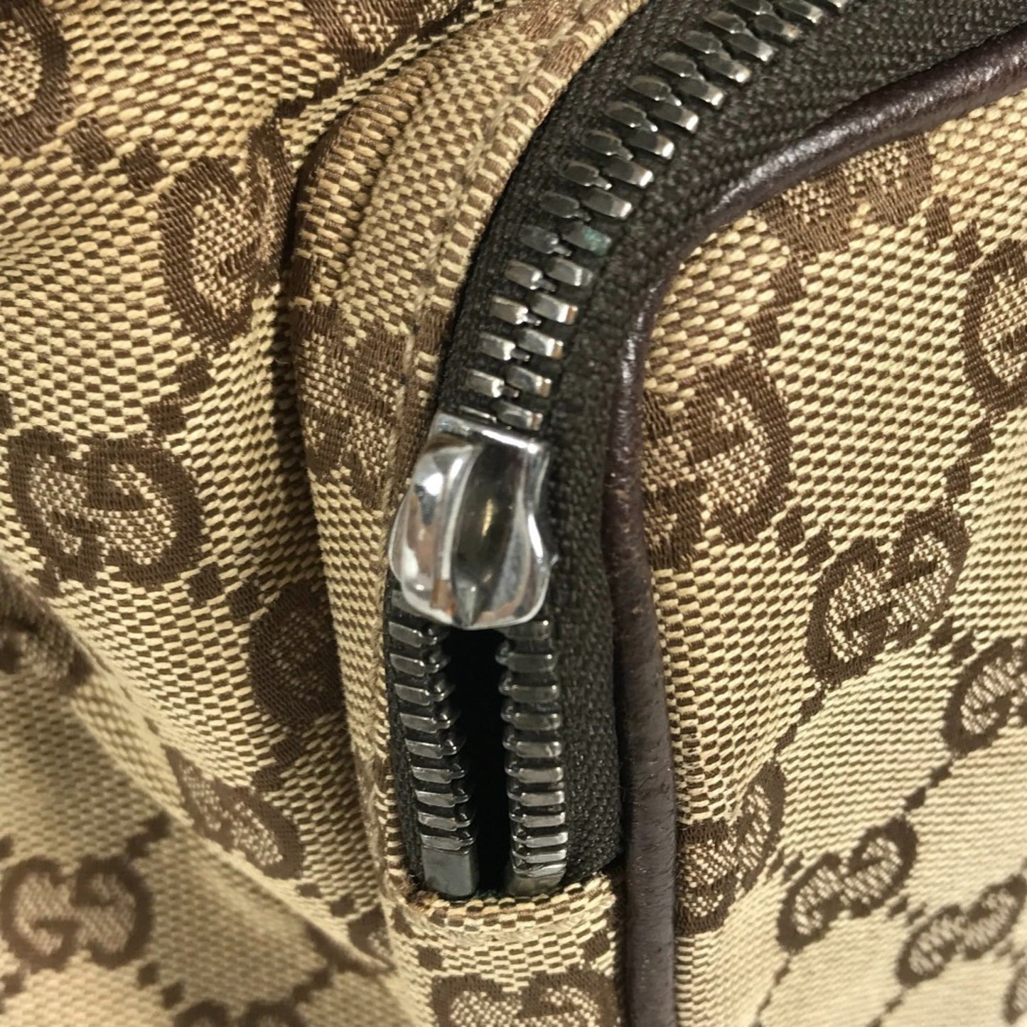 Gucci Beige Dark Brown Gg Canvas Backpack