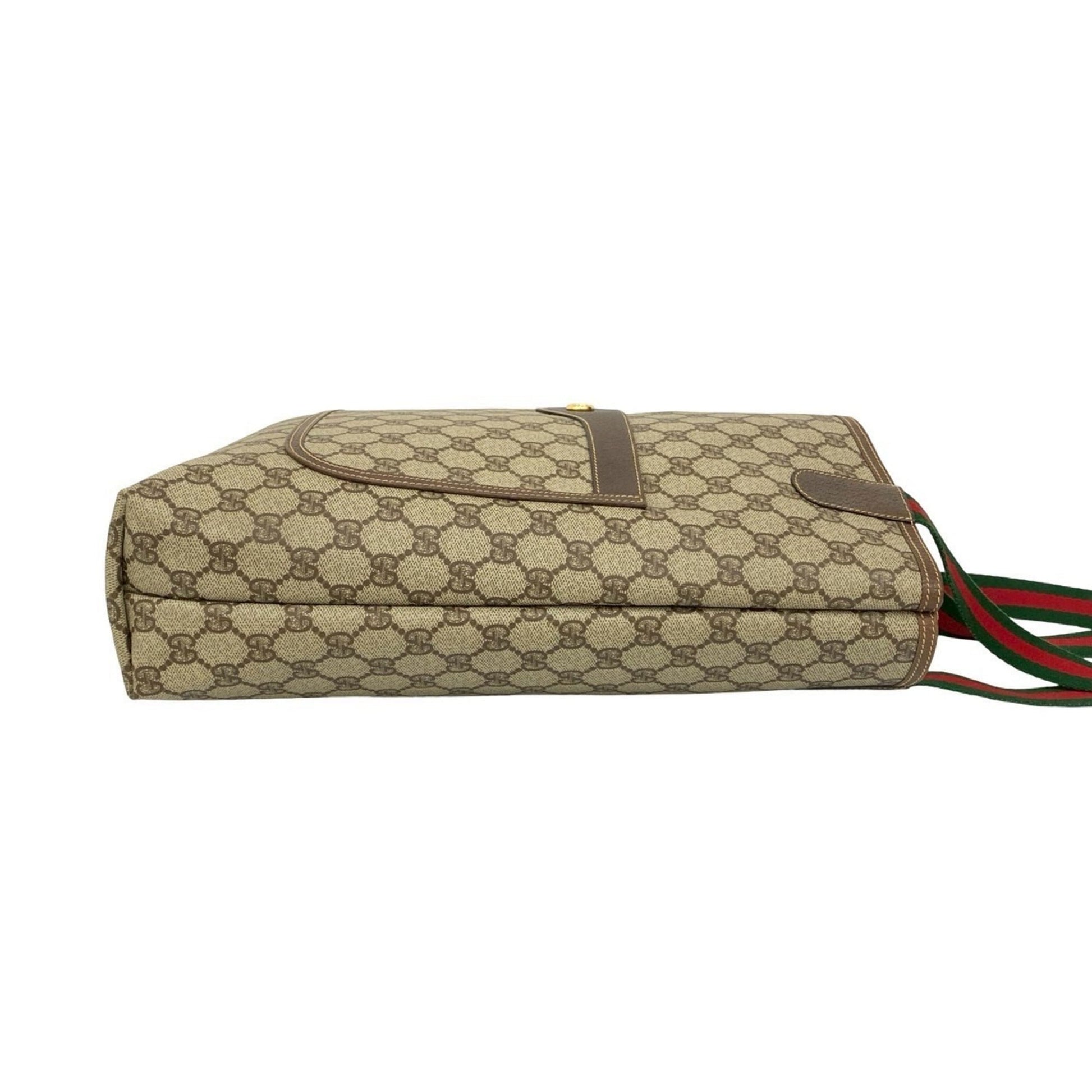 Gucci Brown Green Red Color Leather Pvc Handbag Tote Bag