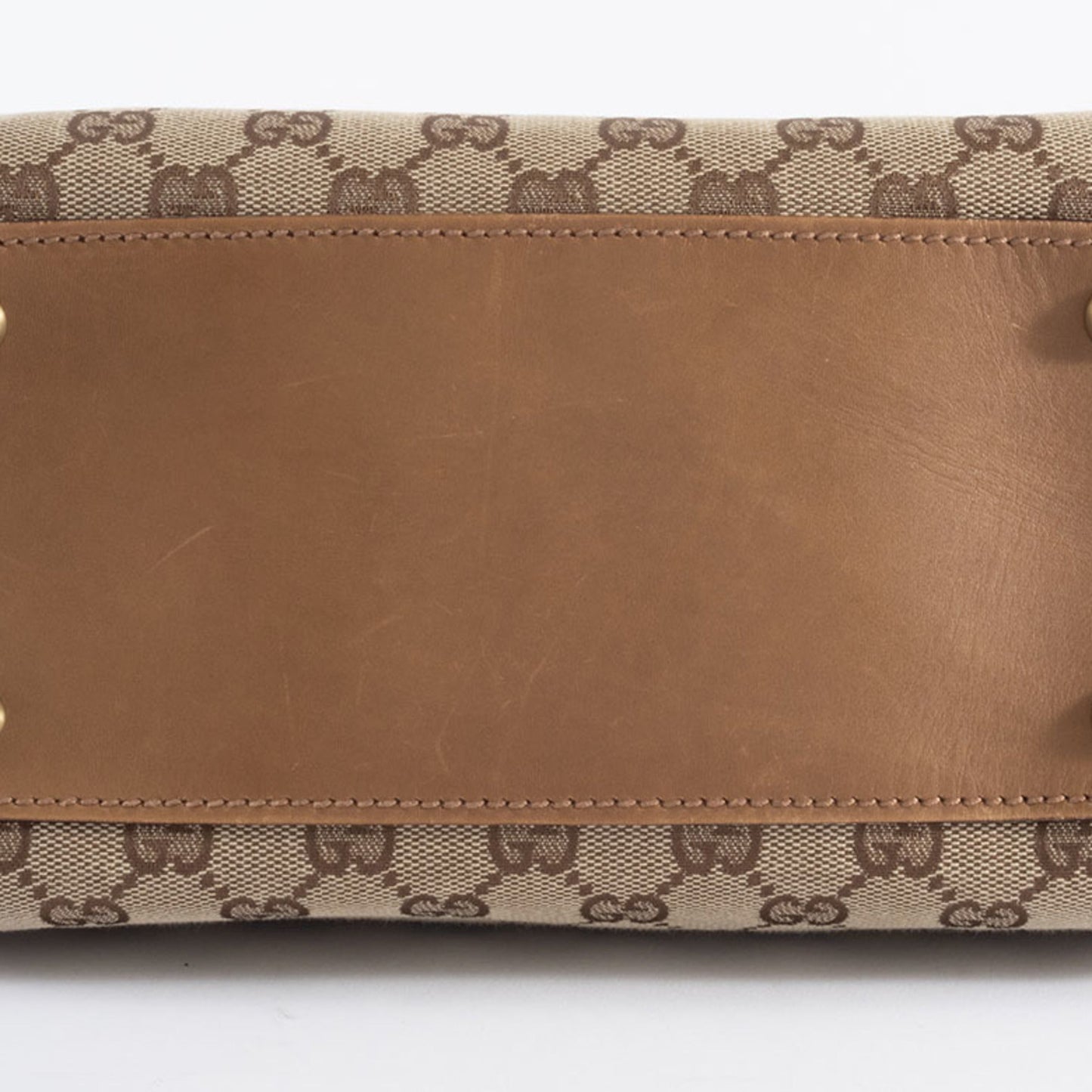 Gucci Gg Canvas Beige Brown Gg Canvas Leather Shoulder Bag