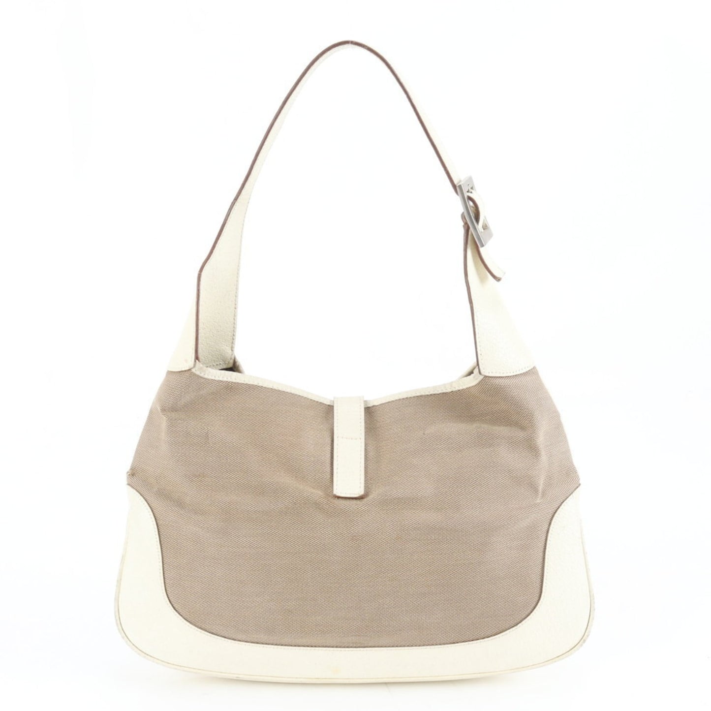 Gucci Beige Leather Canvas Shoulder Bag