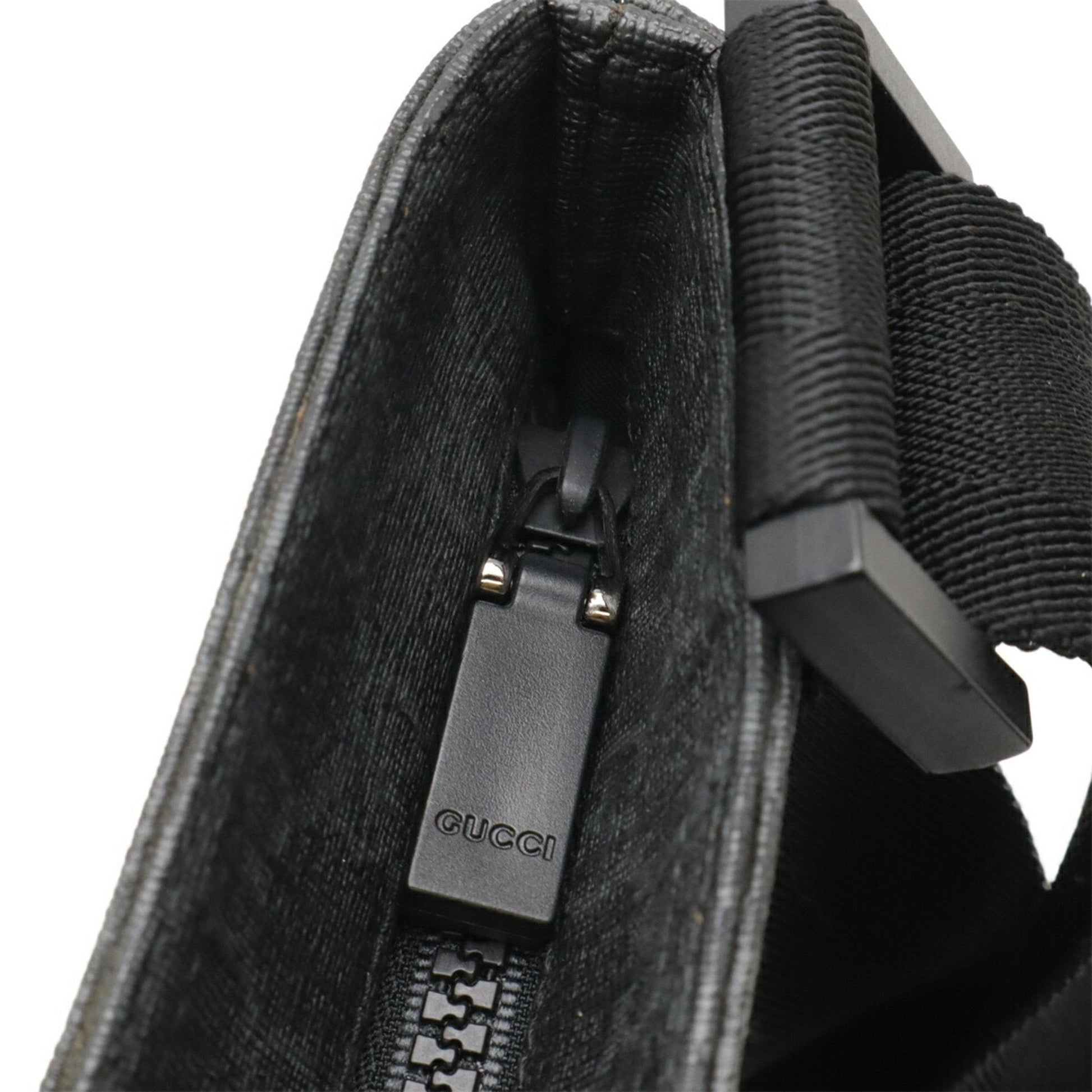 Gucci Black Gray Gg Supreme Leather Shoulder Bag