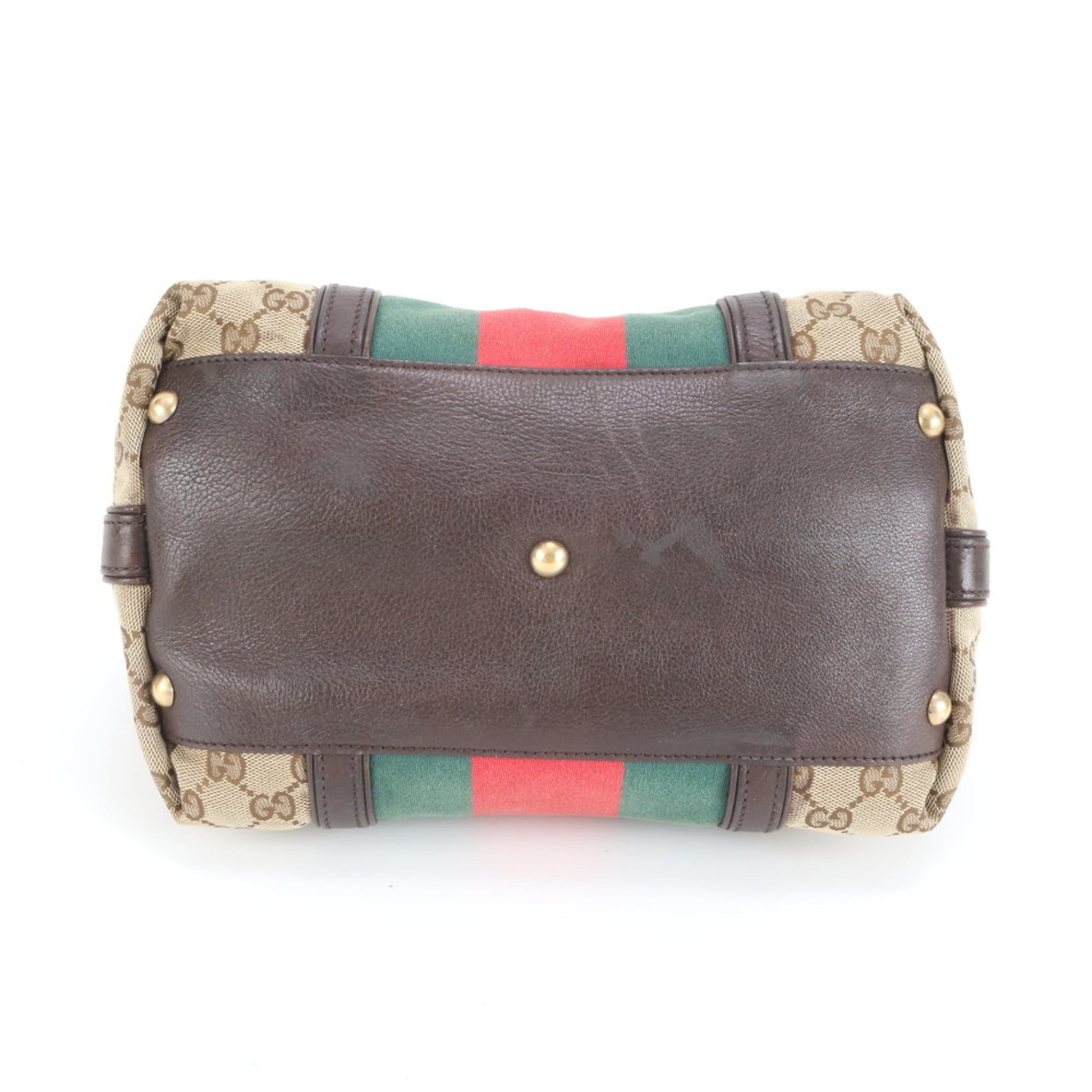 Gucci Brown Leather Canvas Handbag