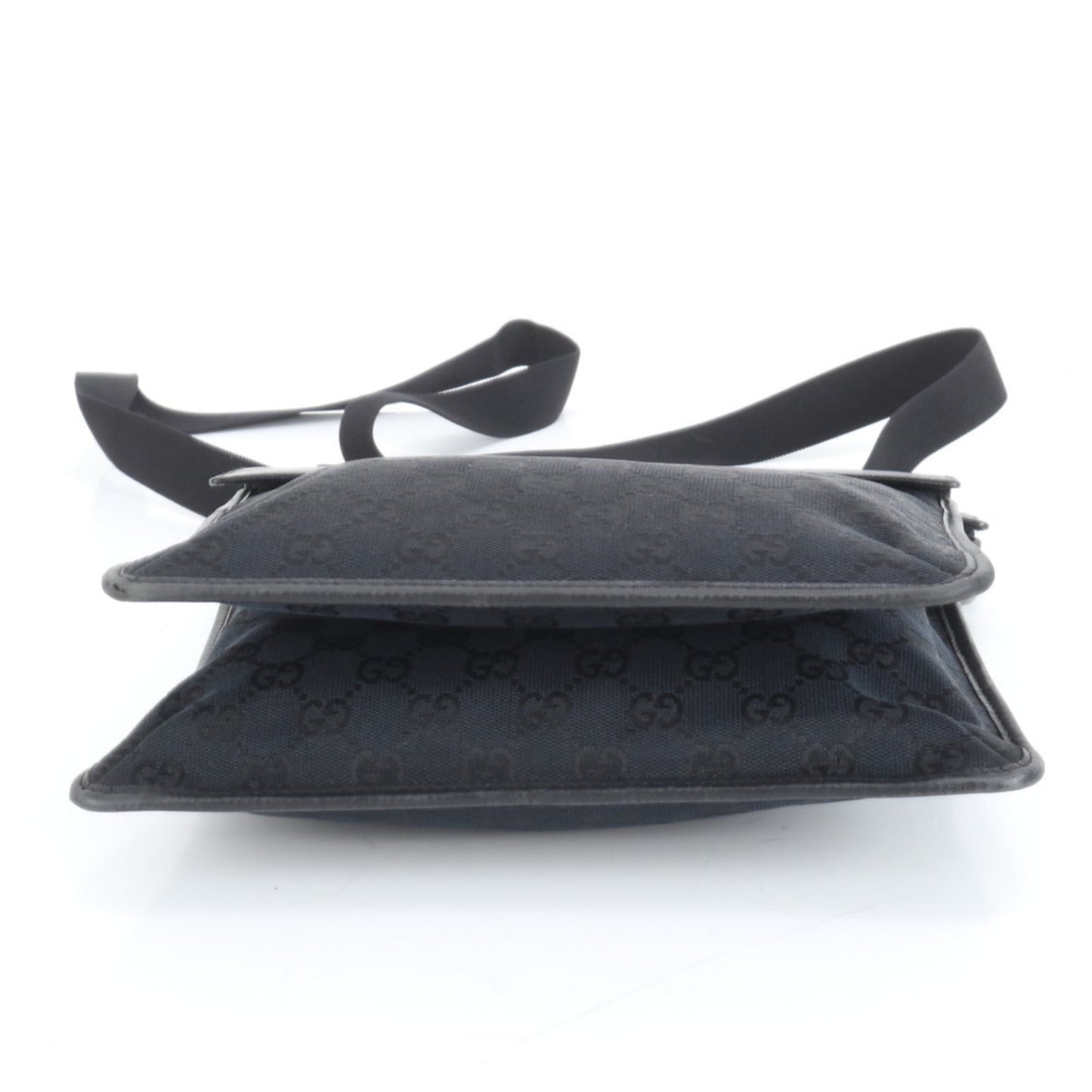 Gucci Black Leather Canvas Shoulder Bag
