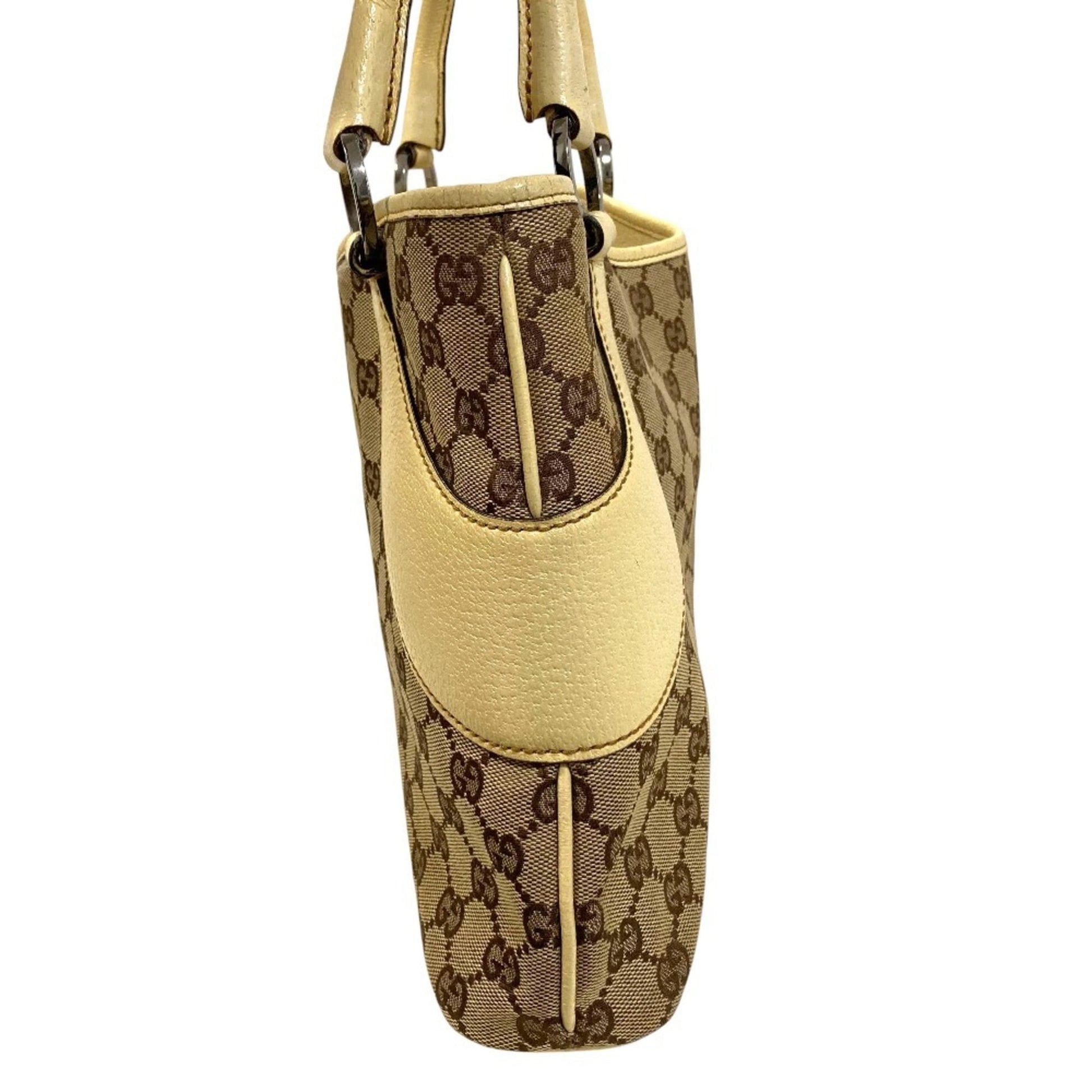 Gucci Beige Gg Canvas Leather Handbag