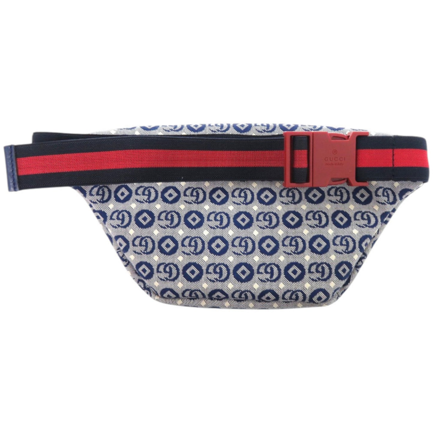 Gucci Blue Navy Red Color Canvas Leather Fanny Pack Pouch