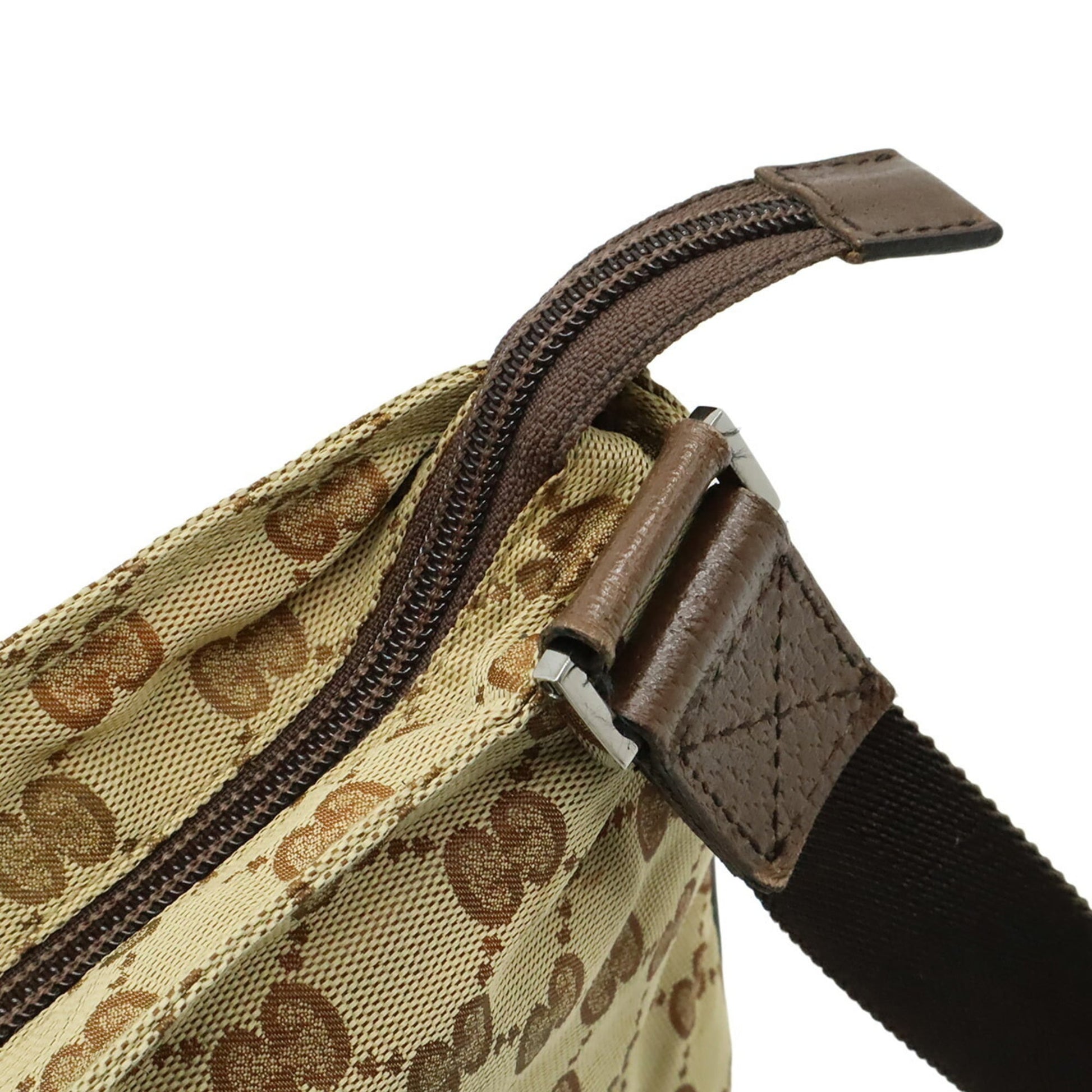Gucci Beige Black Brown Dark Brown Nylon Canvas Shoulder Bag
