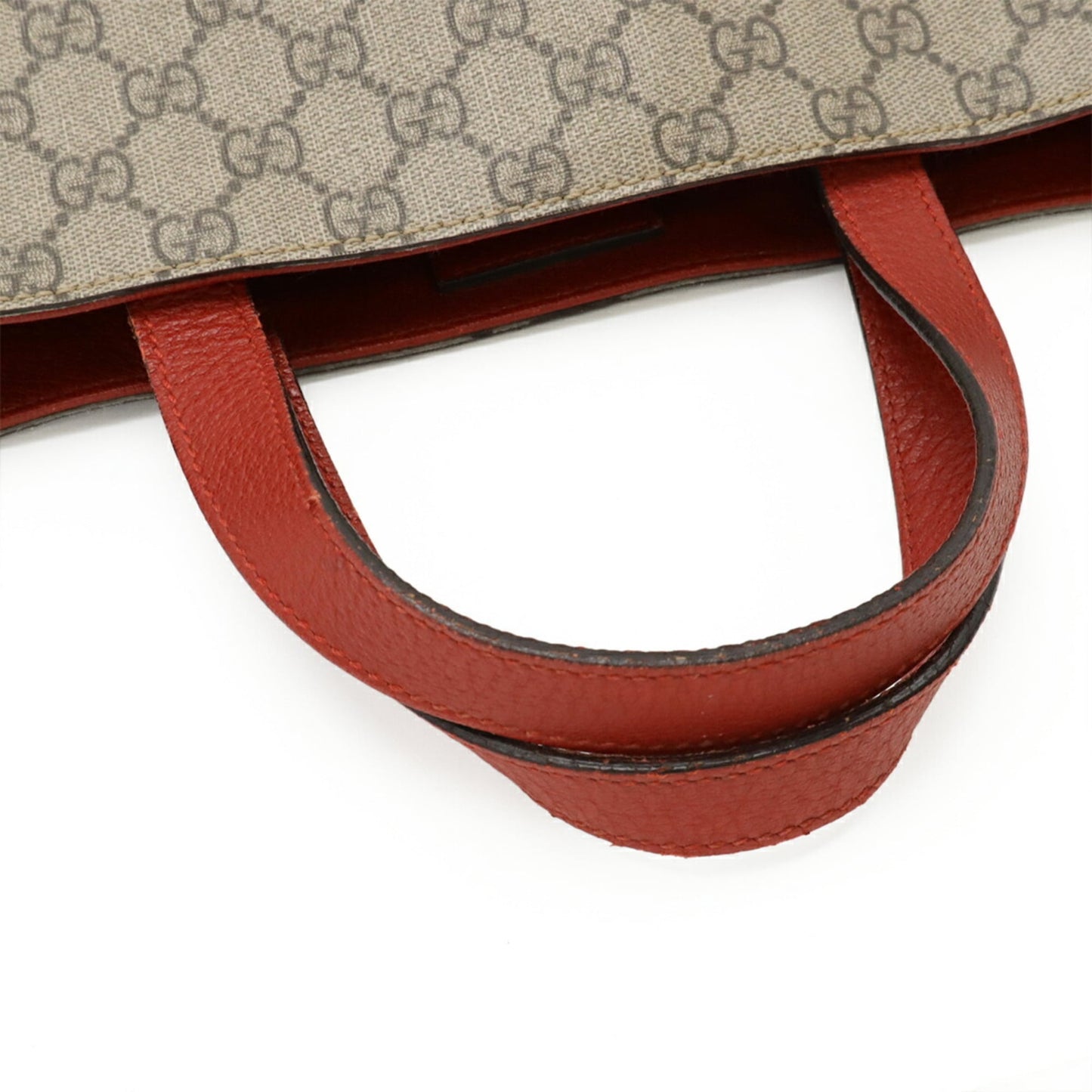 Gucci Beige Pink Red Color Gg Supreme Canvas Leather Shoulder Bag Tote Bag