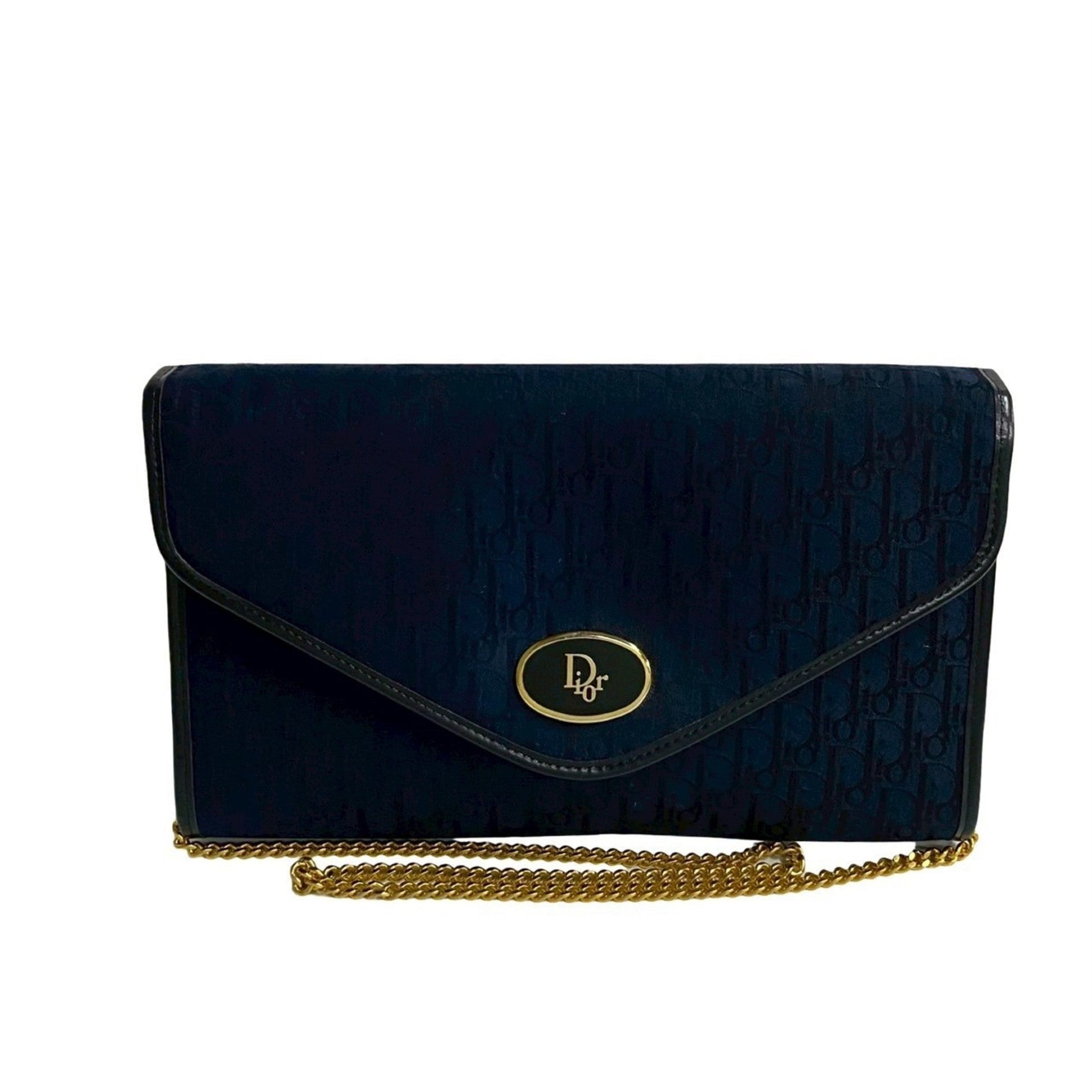 Dior Handbag Christian Shoulder Bag 2 Leather Canvas Blue