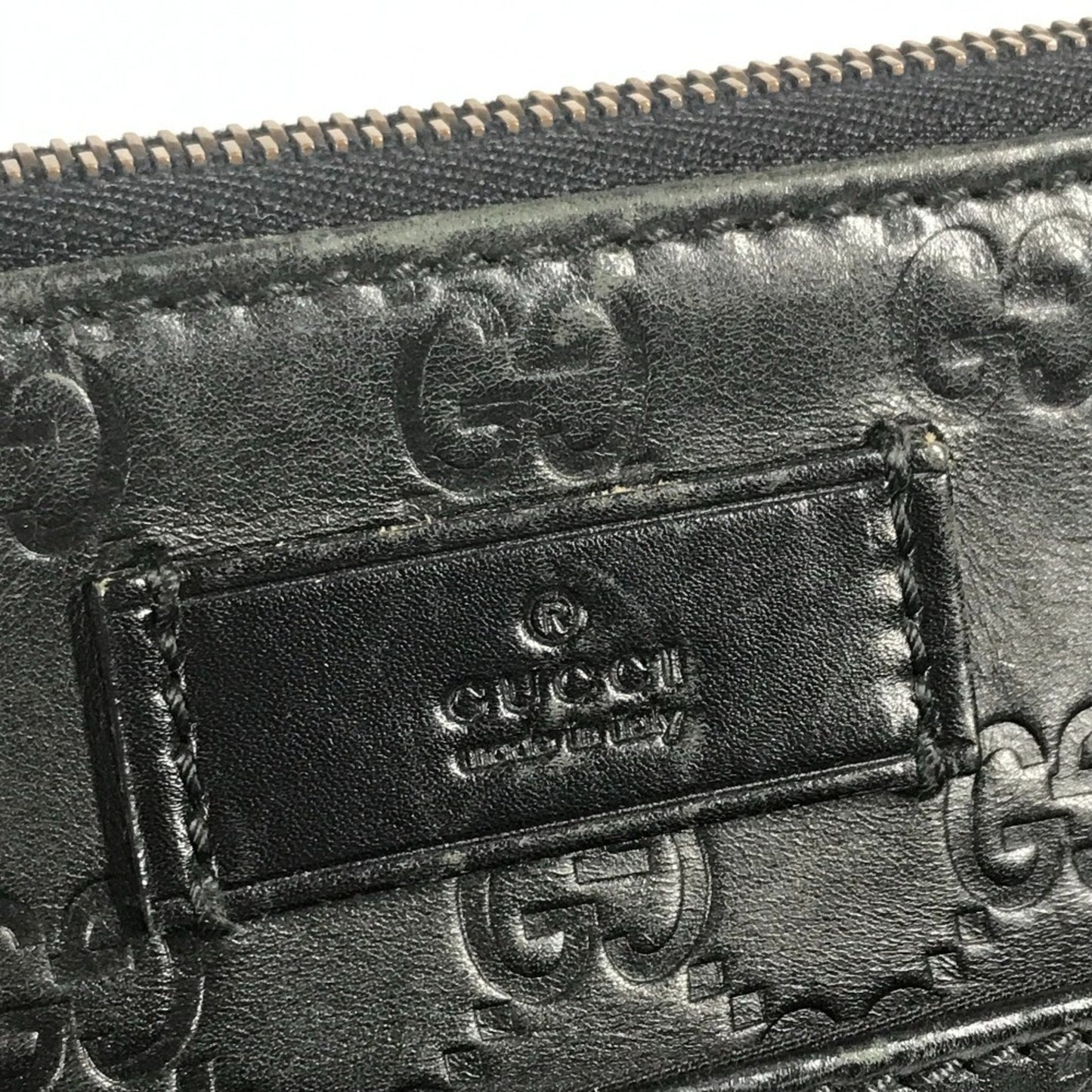 Gucci Black Gg Leather Briefcase Handbag Tote Bag