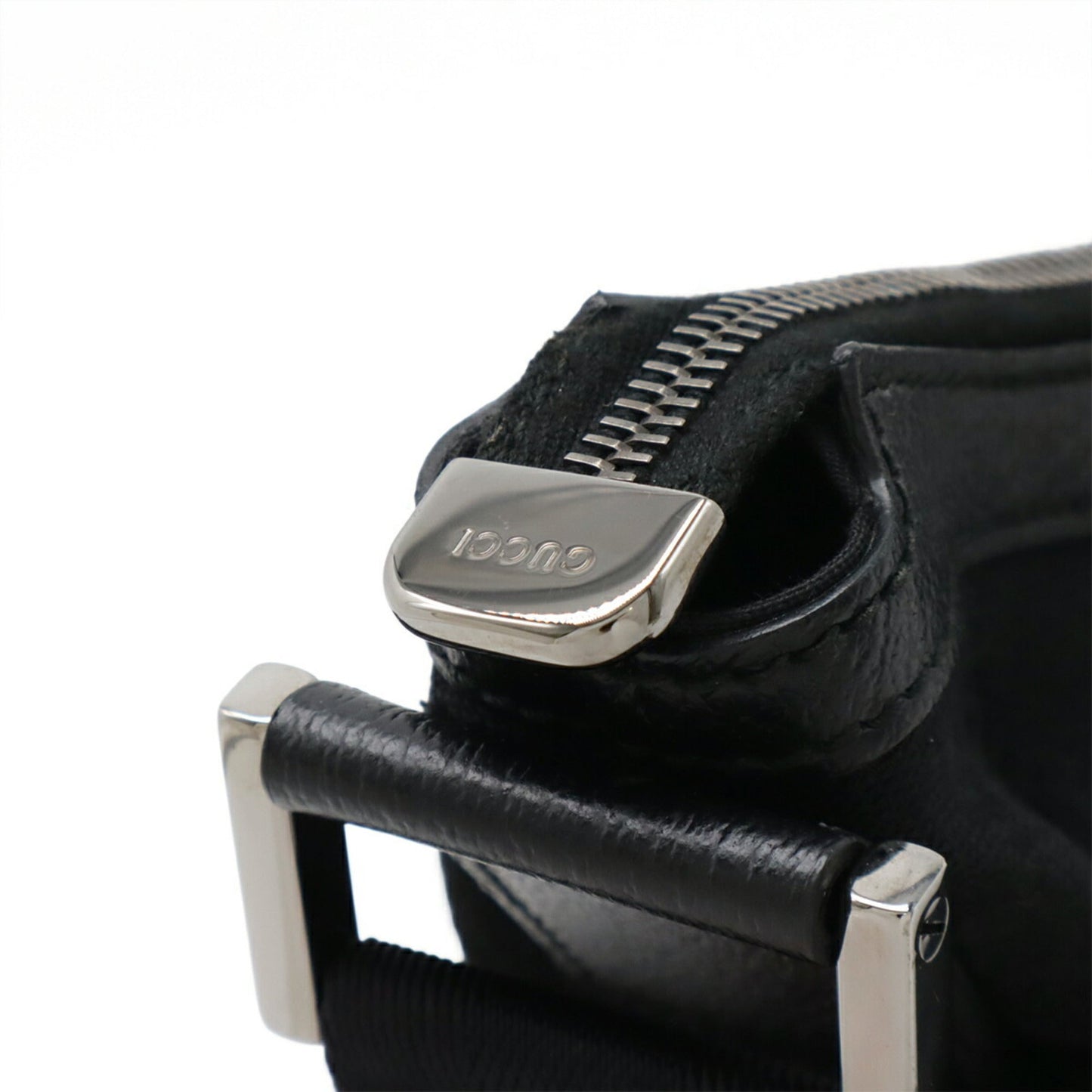 Gucci Black Gg Canvas Leather Shoulder Bag