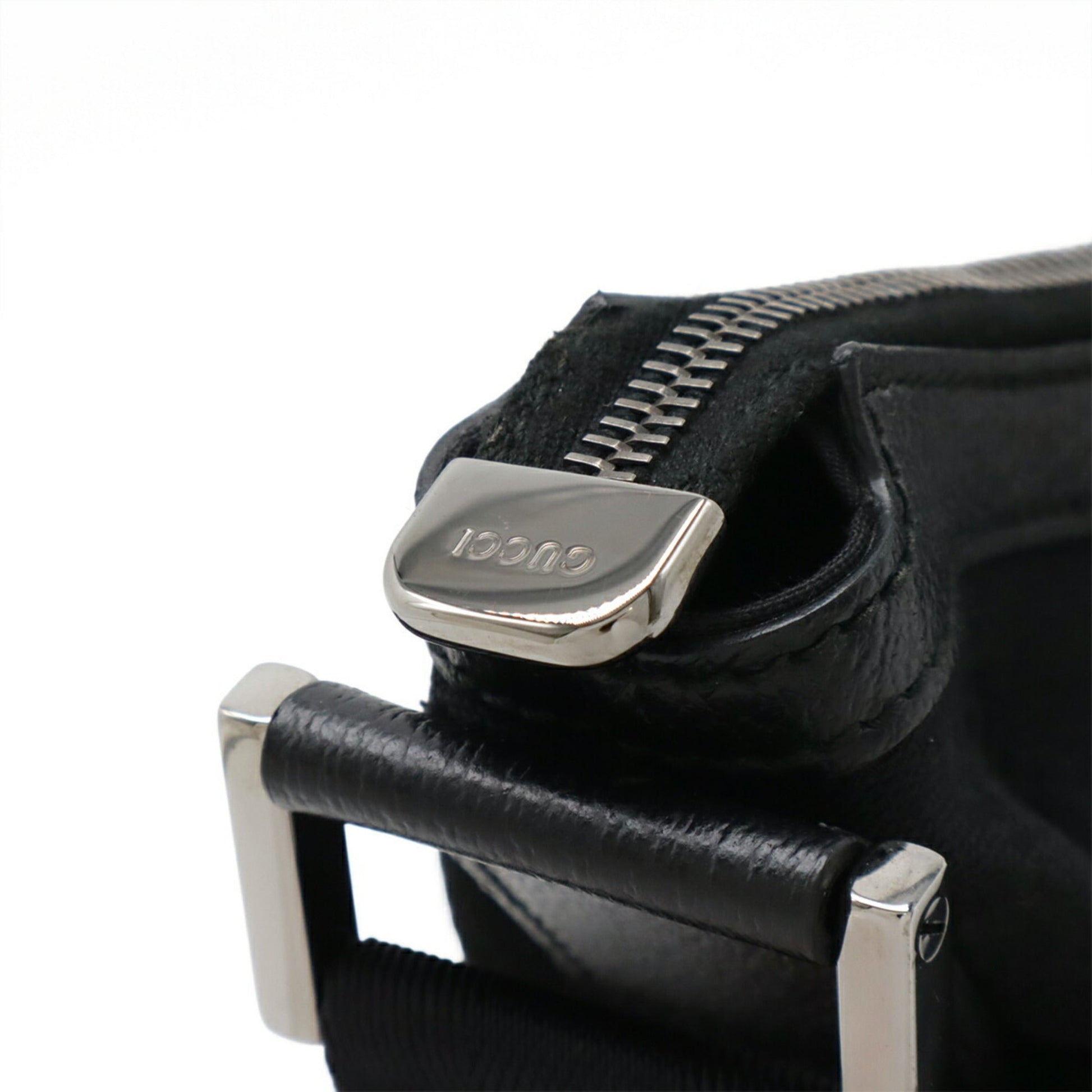 Gucci Black Gg Canvas Leather Shoulder Bag
