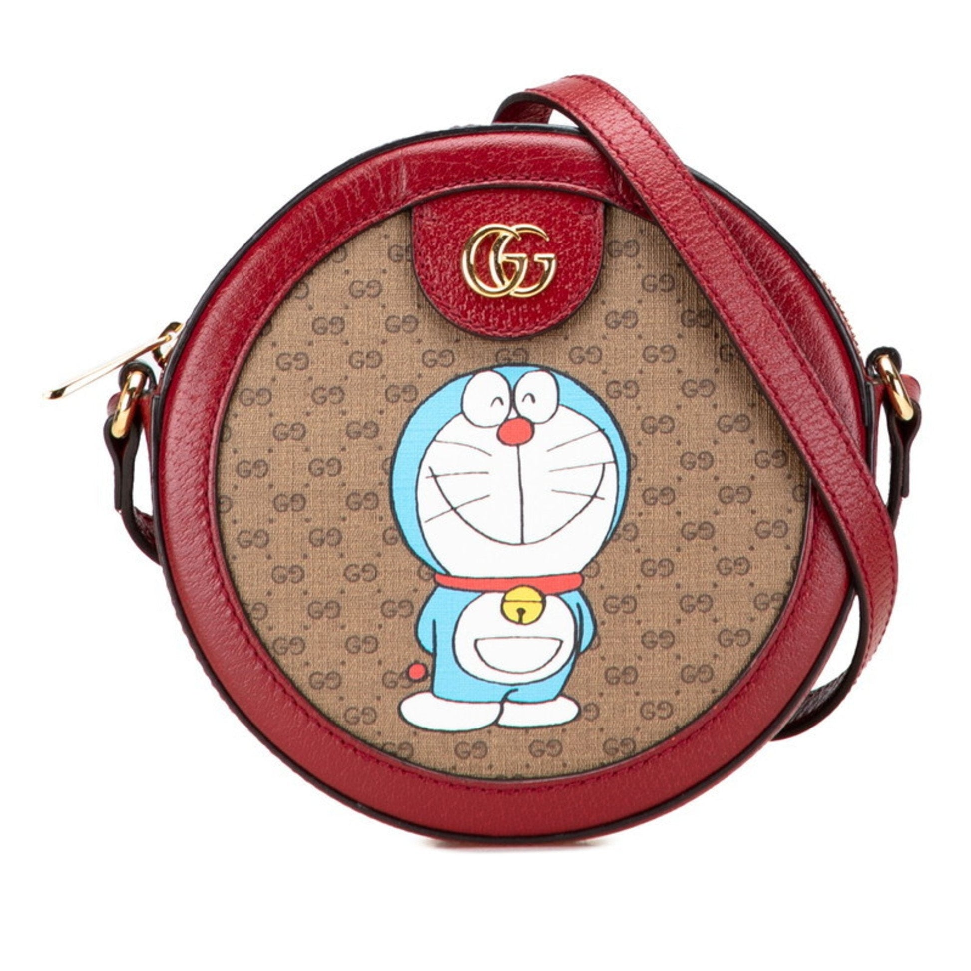 Gucci Brown Red Color Pvc Leather Shoulder Bag