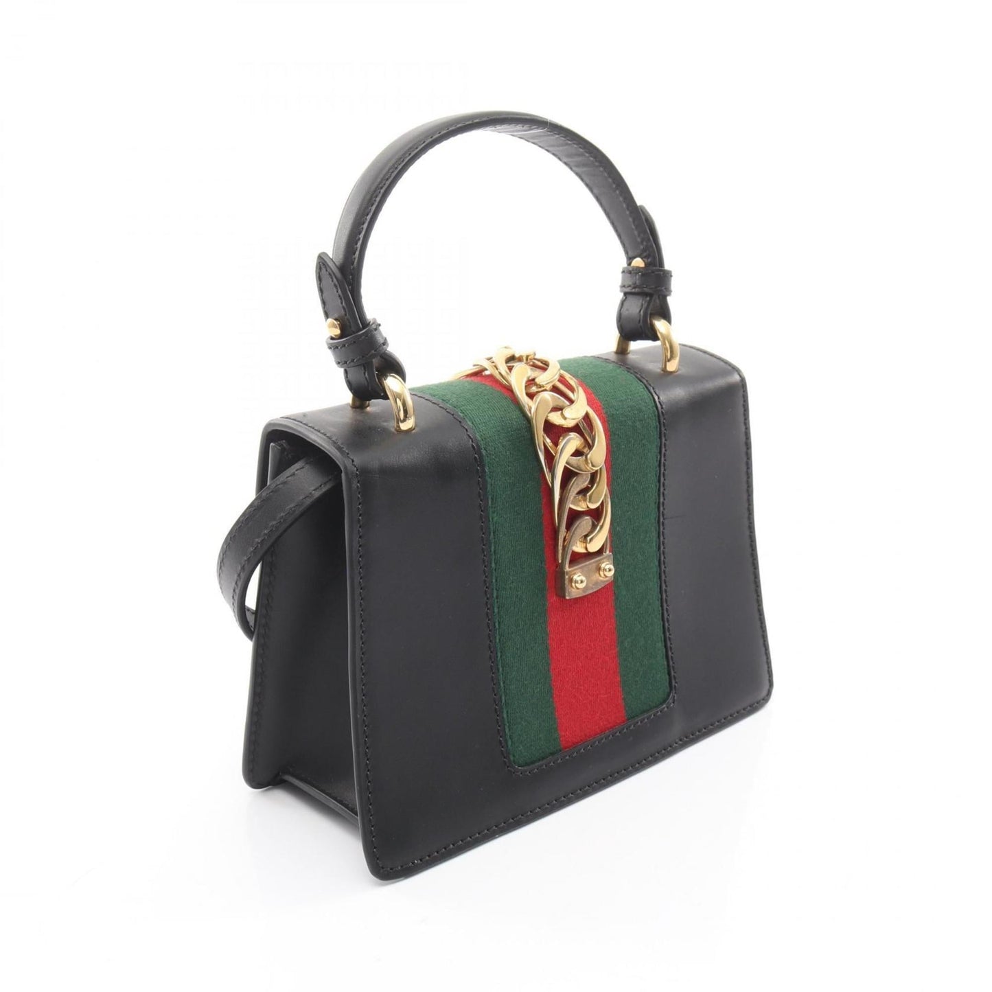 Gucci Black Multi-Color Leather Handbag