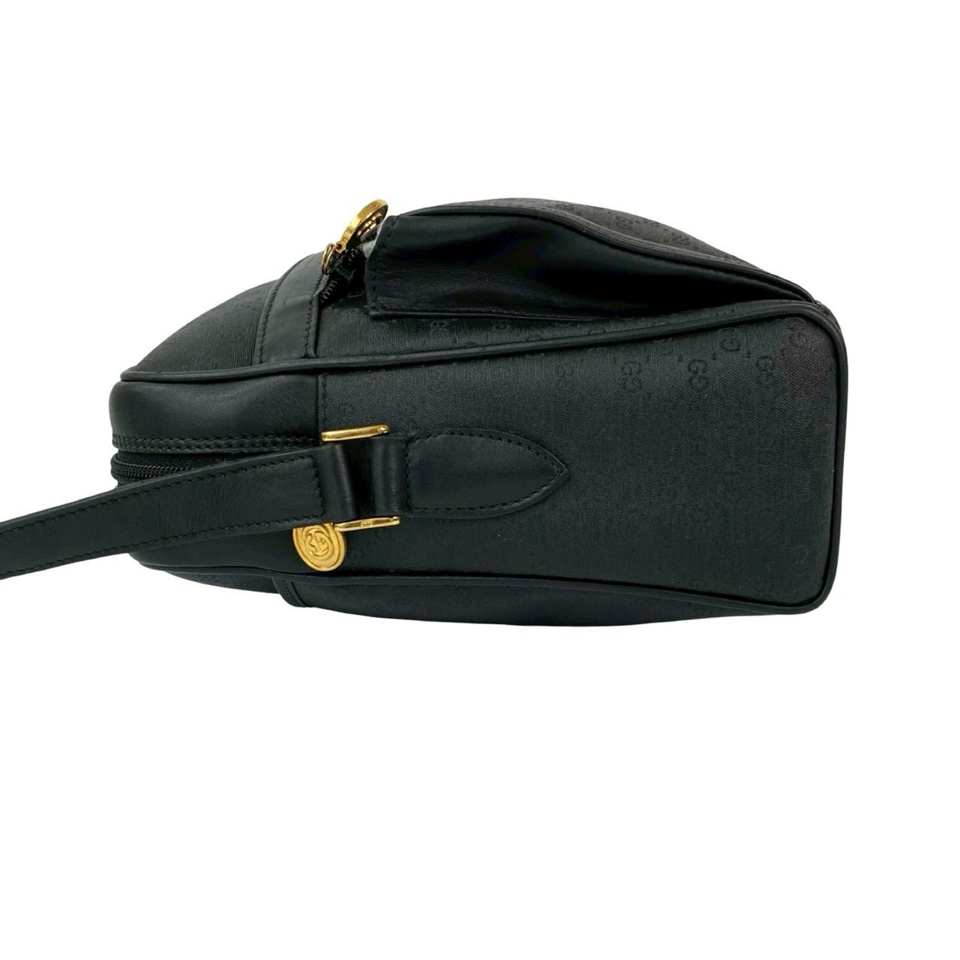 Gucci Black Leather Pvc Pochette Shoulder Bag