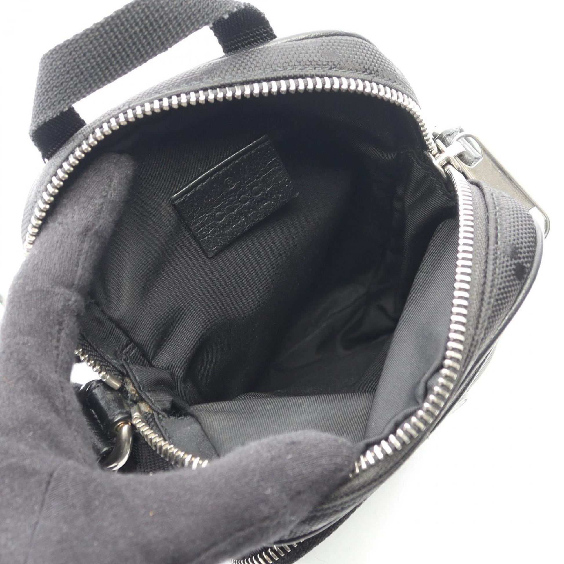 Gucci Black Leather Nylon Canvas Shoulder Bag