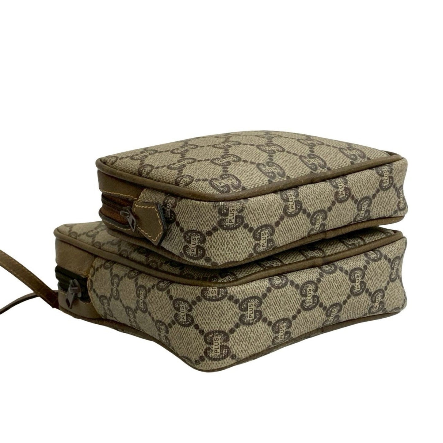 Gucci Brown Leather Pvc Pochette Shoulder Bag