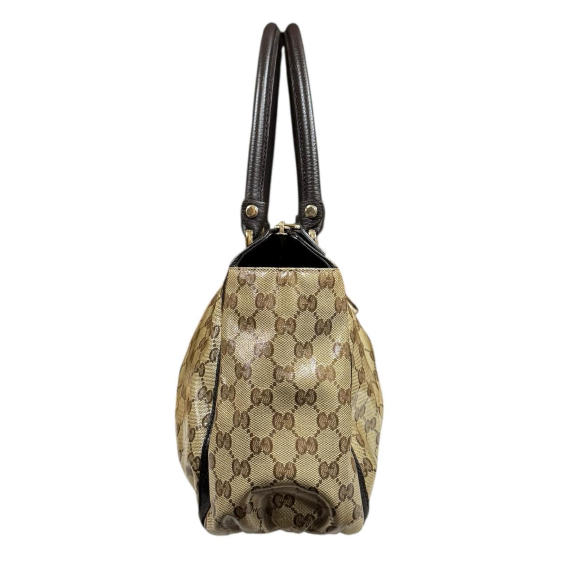 Gucci Brown Pvc Coated Canvas Tote Bag