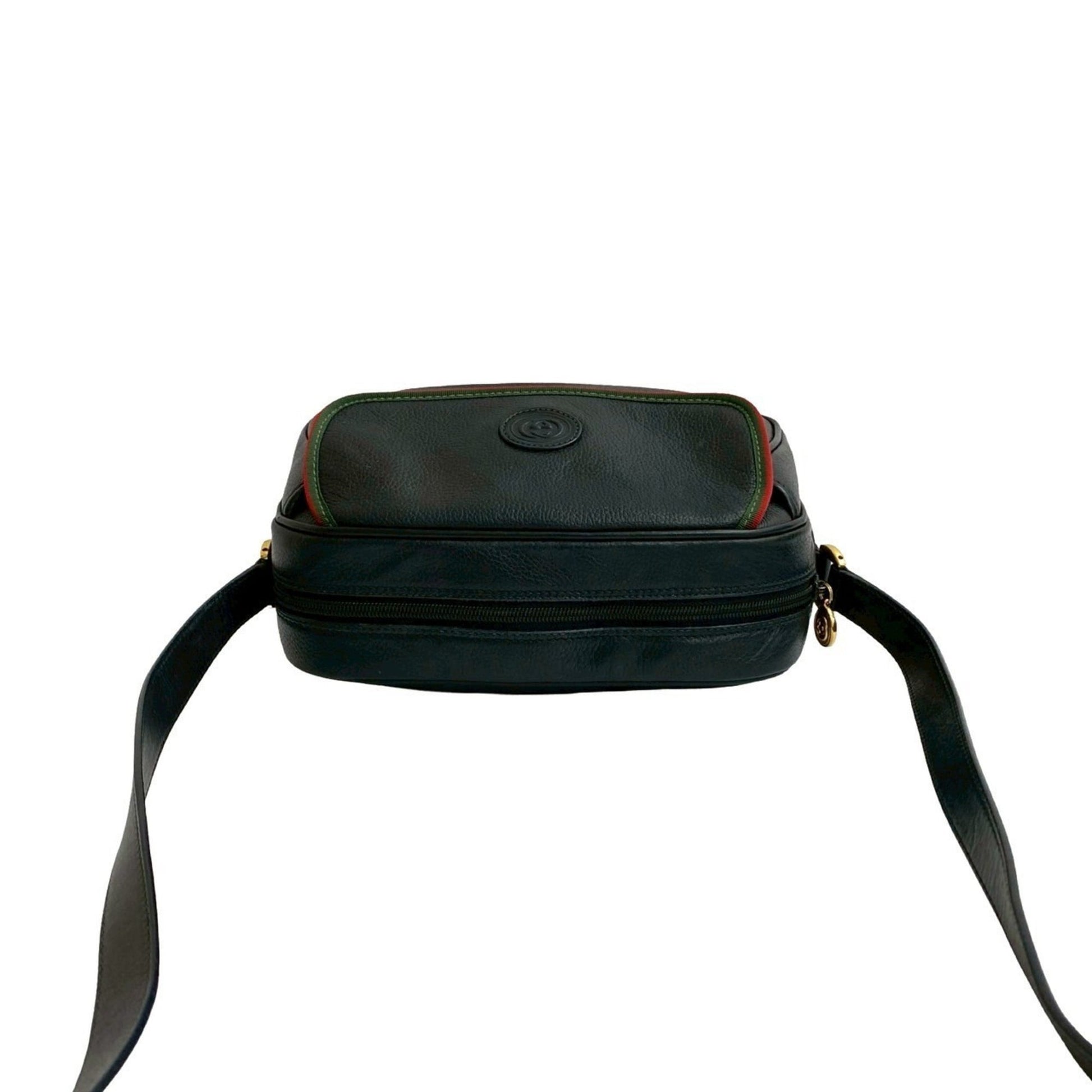Gucci Black Green Red Color Leather Pochette Shoulder Bag