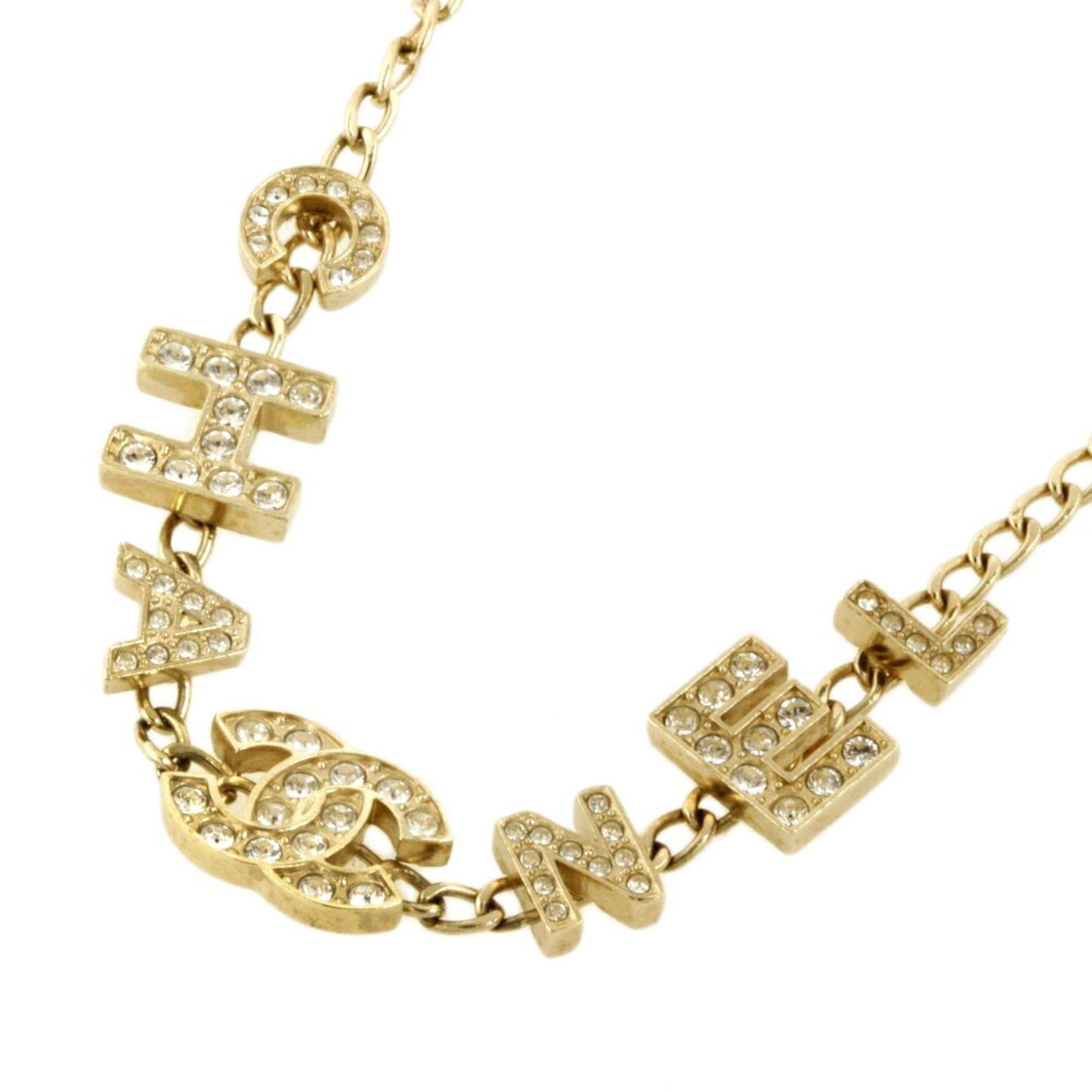 Chanel here mark logo necklace rhinestone A20B