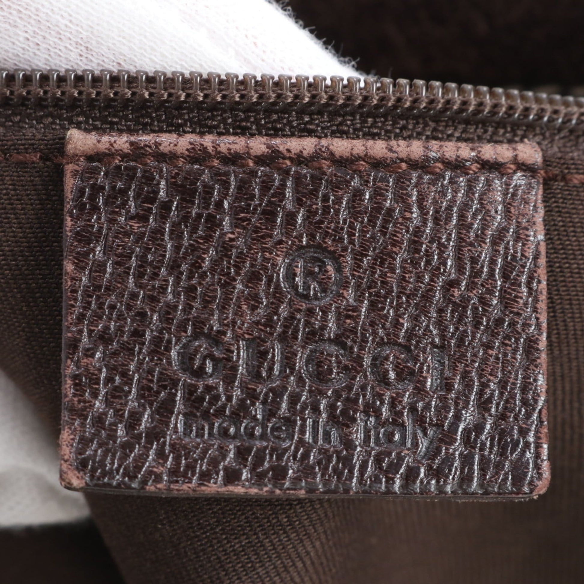Gucci Brown Leather Canvas Shoulder Bag