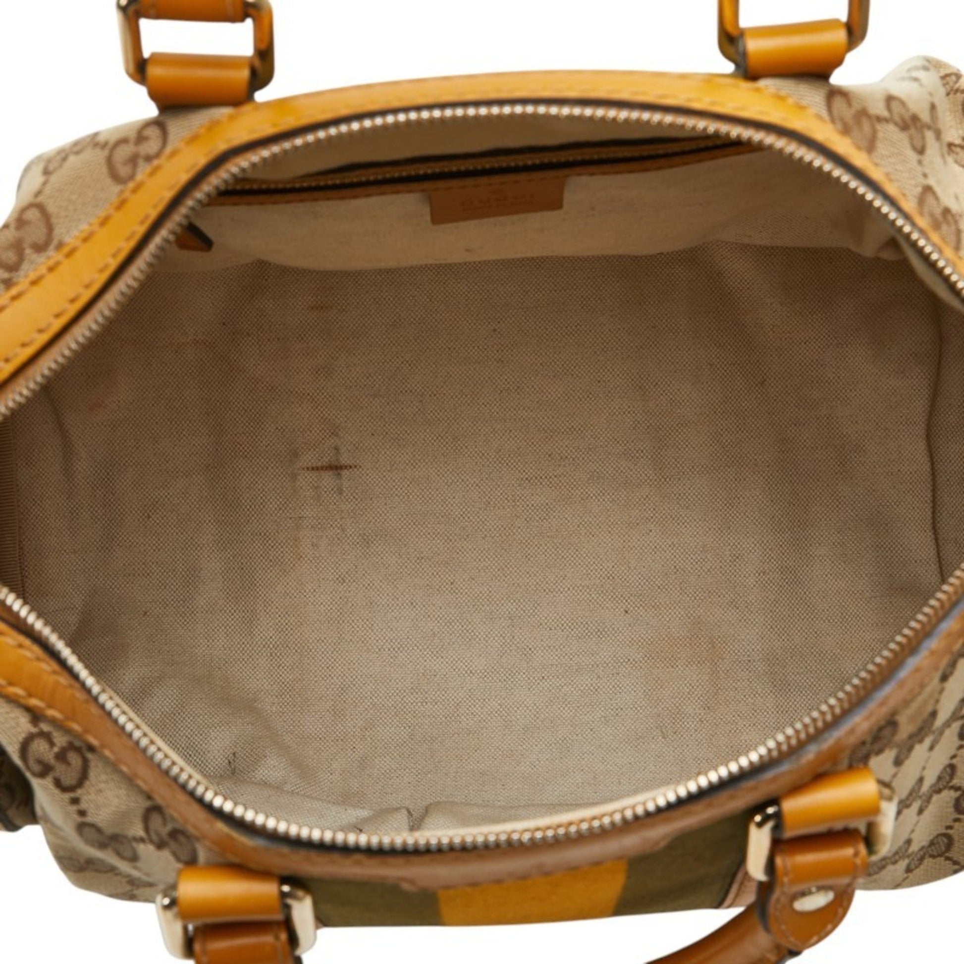 Gucci Beige Yellow Canvas Leather Shoulder Bag