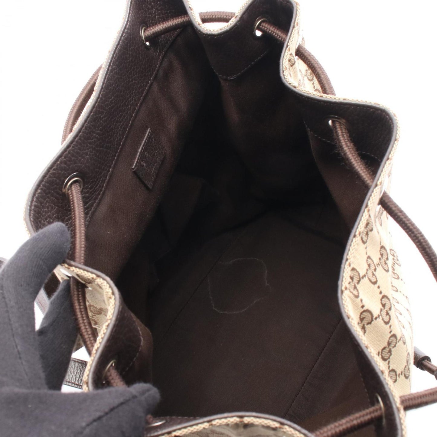 Gucci Beige Brown Gg Canvas Leather Backpack