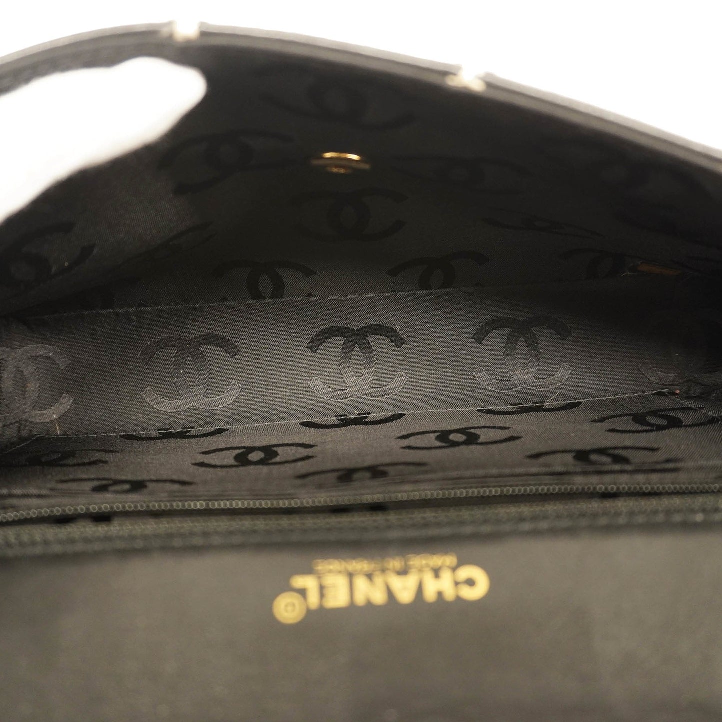 Chanel shoulder bag wild stitch W chain leather black gold metal