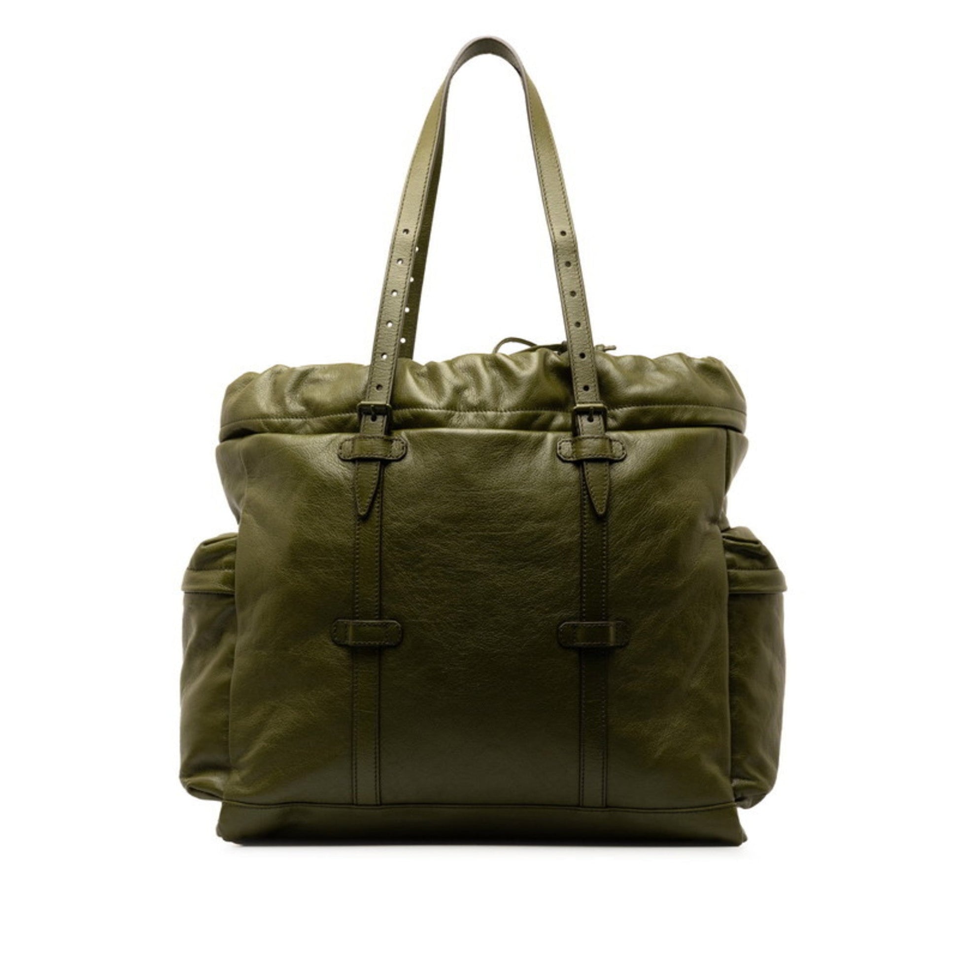Gucci Khaki Leather Tote Bag