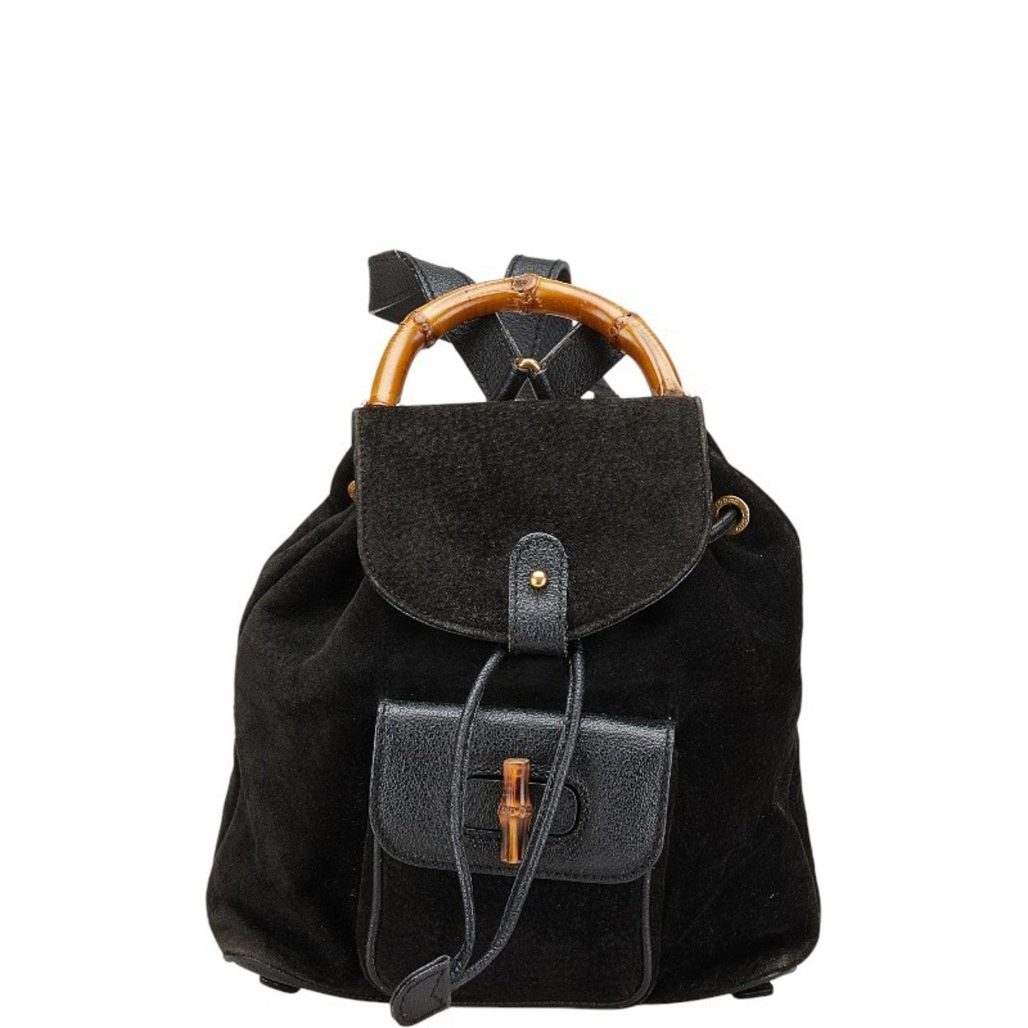 Gucci Black Leather Suede Backpack