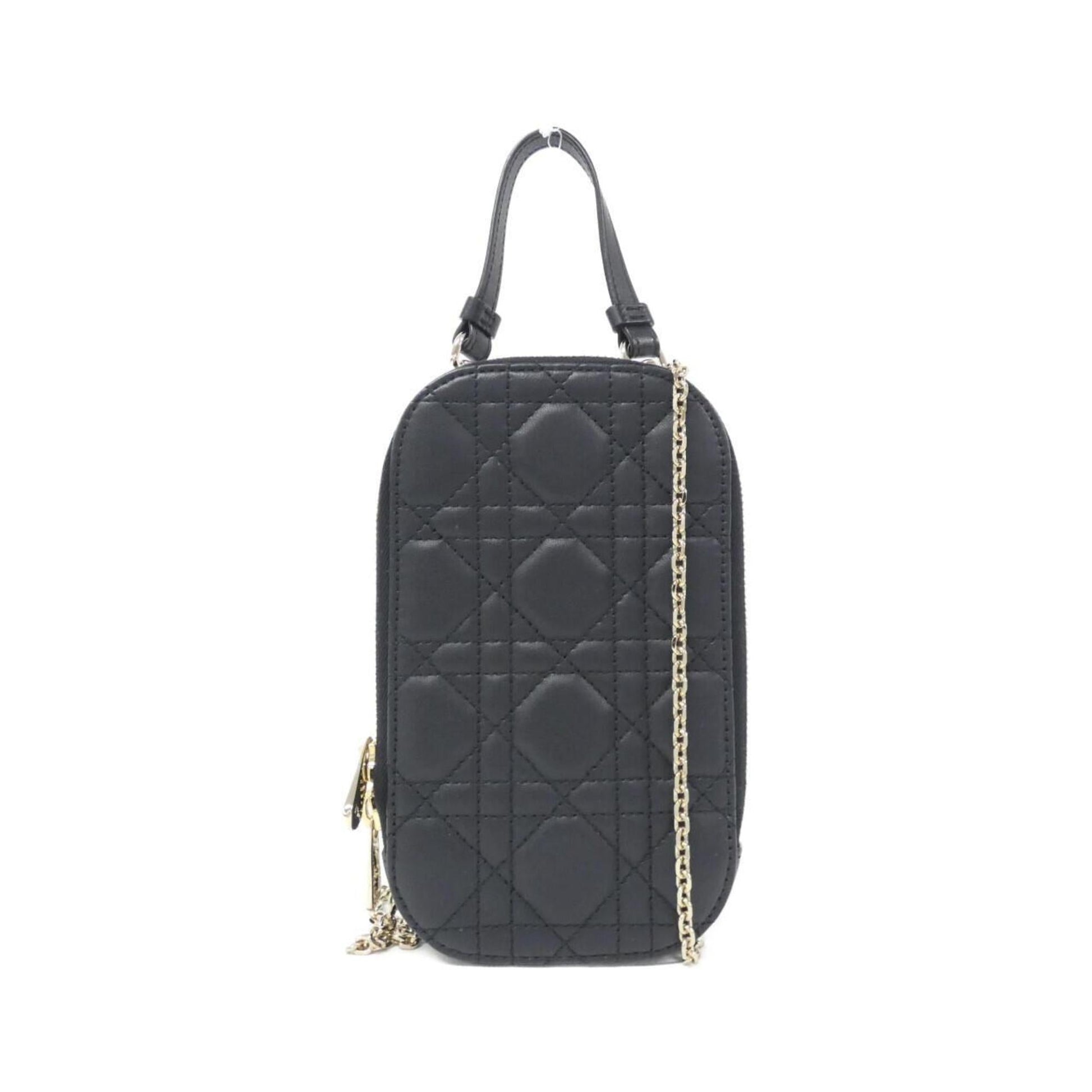 Dior Handbag Christian Pouch 2 Leather Black Satchel Bag