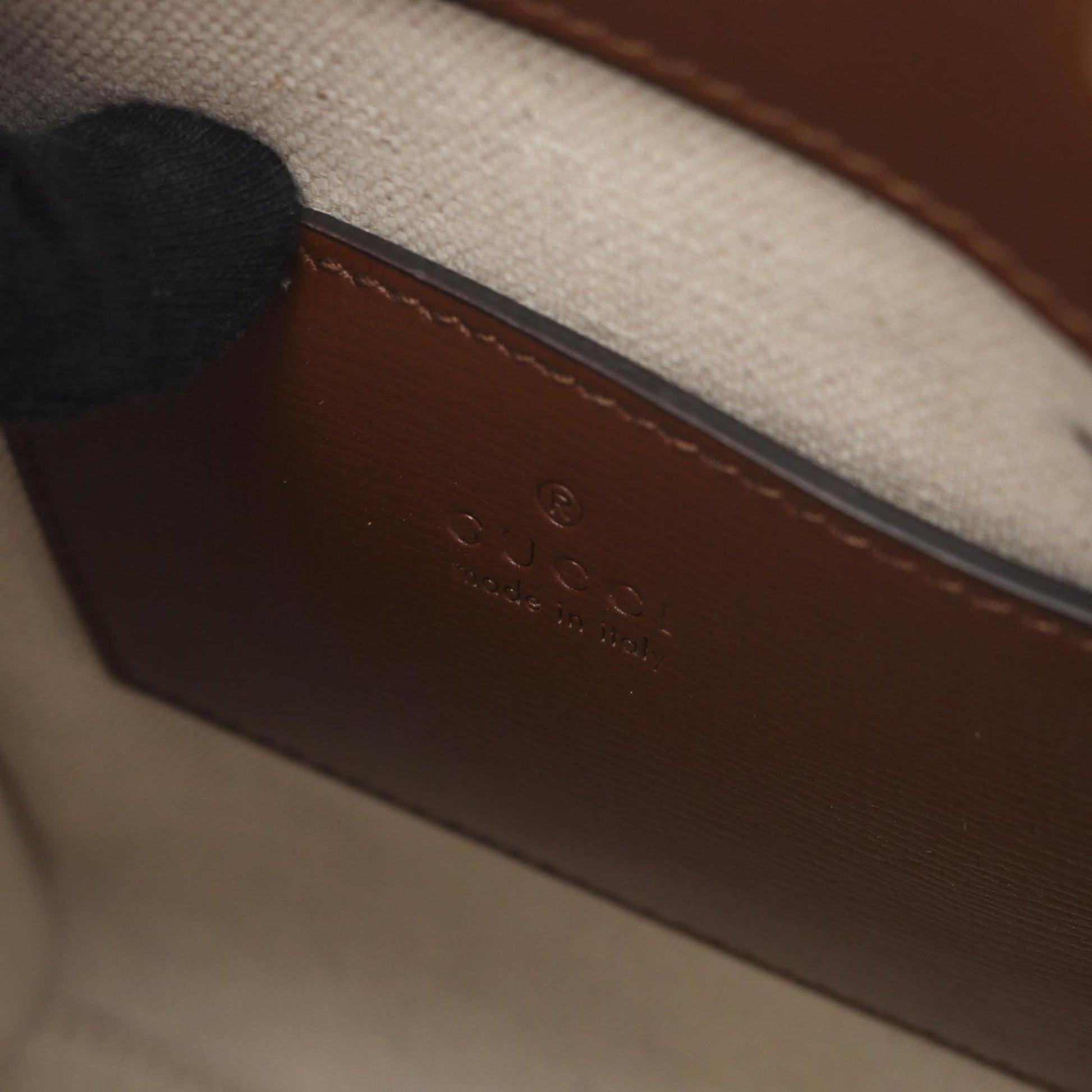 Gucci Beige Brown Coated Canvas Leather Handbag