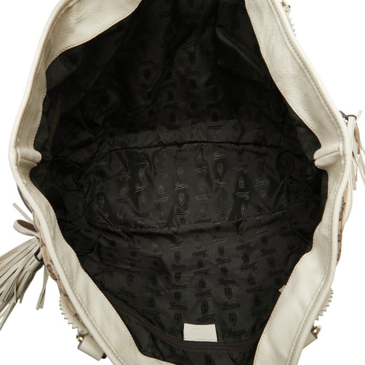 Gucci Gg Canvas Beige White Gg Canvas Leather Shoulder Bag Tote Bag