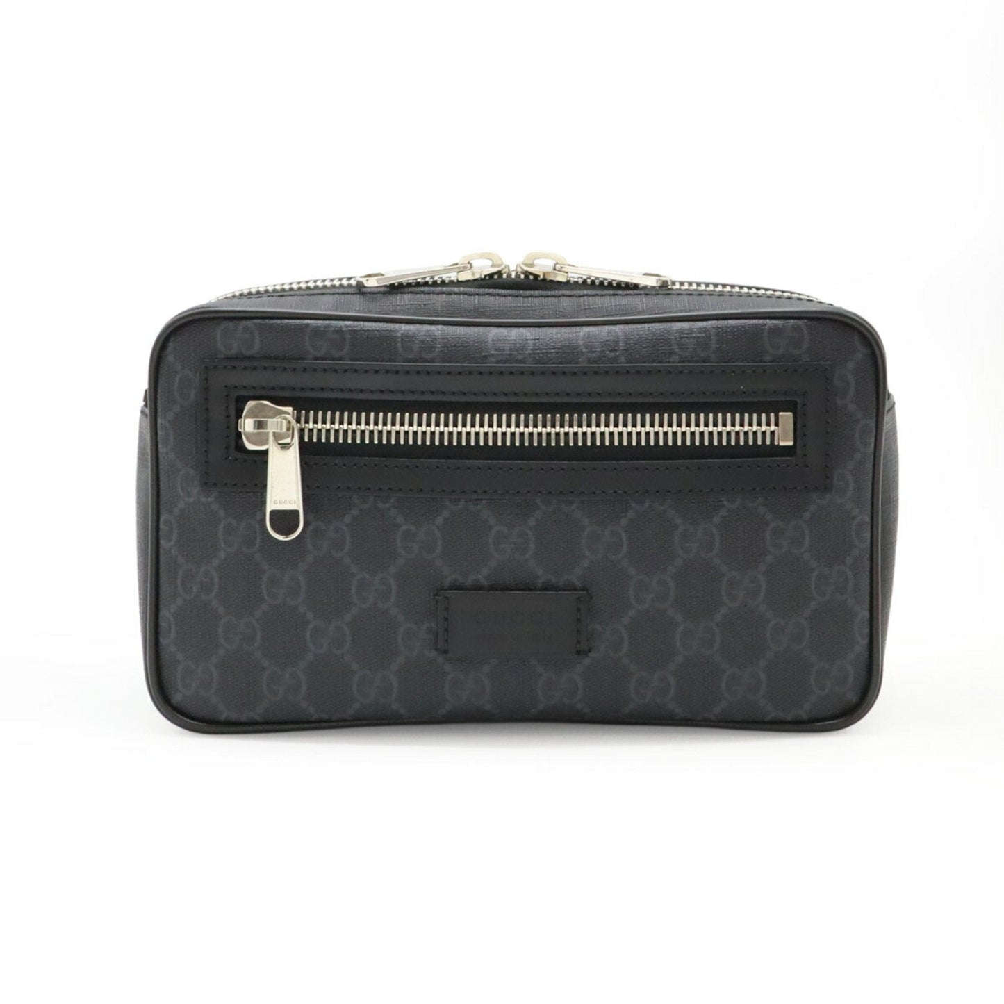 Gucci Black Dark Gray Navy Pvc Leather Fanny Pack