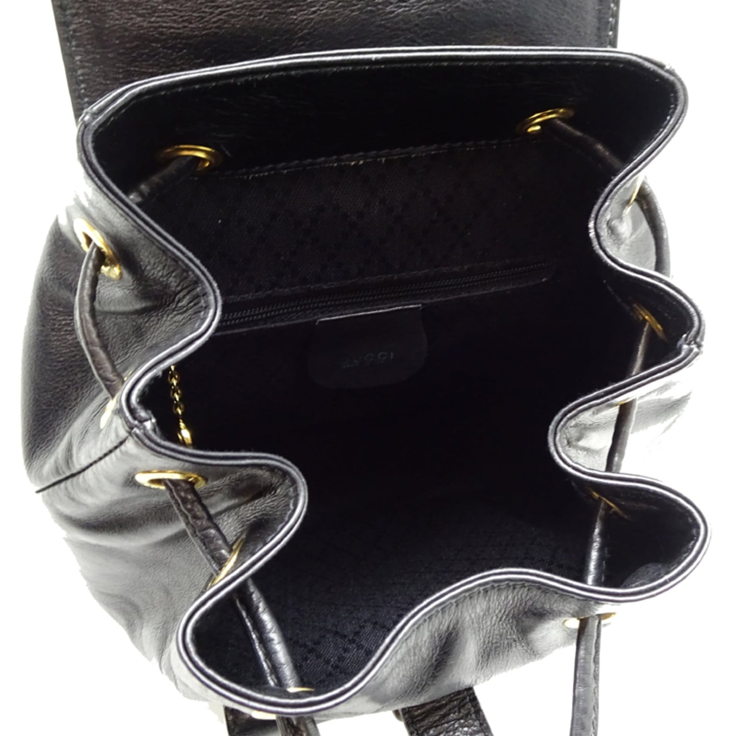 Gucci Black Leather Bamboo Backpack