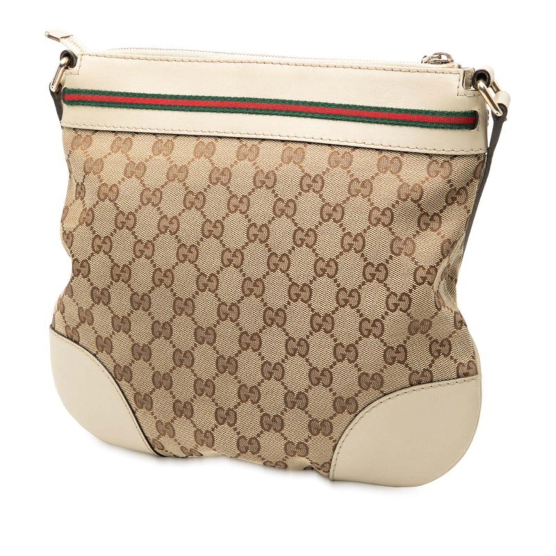 Gucci Gg Canvas Beige Gg Canvas Leather Shoulder Bag
