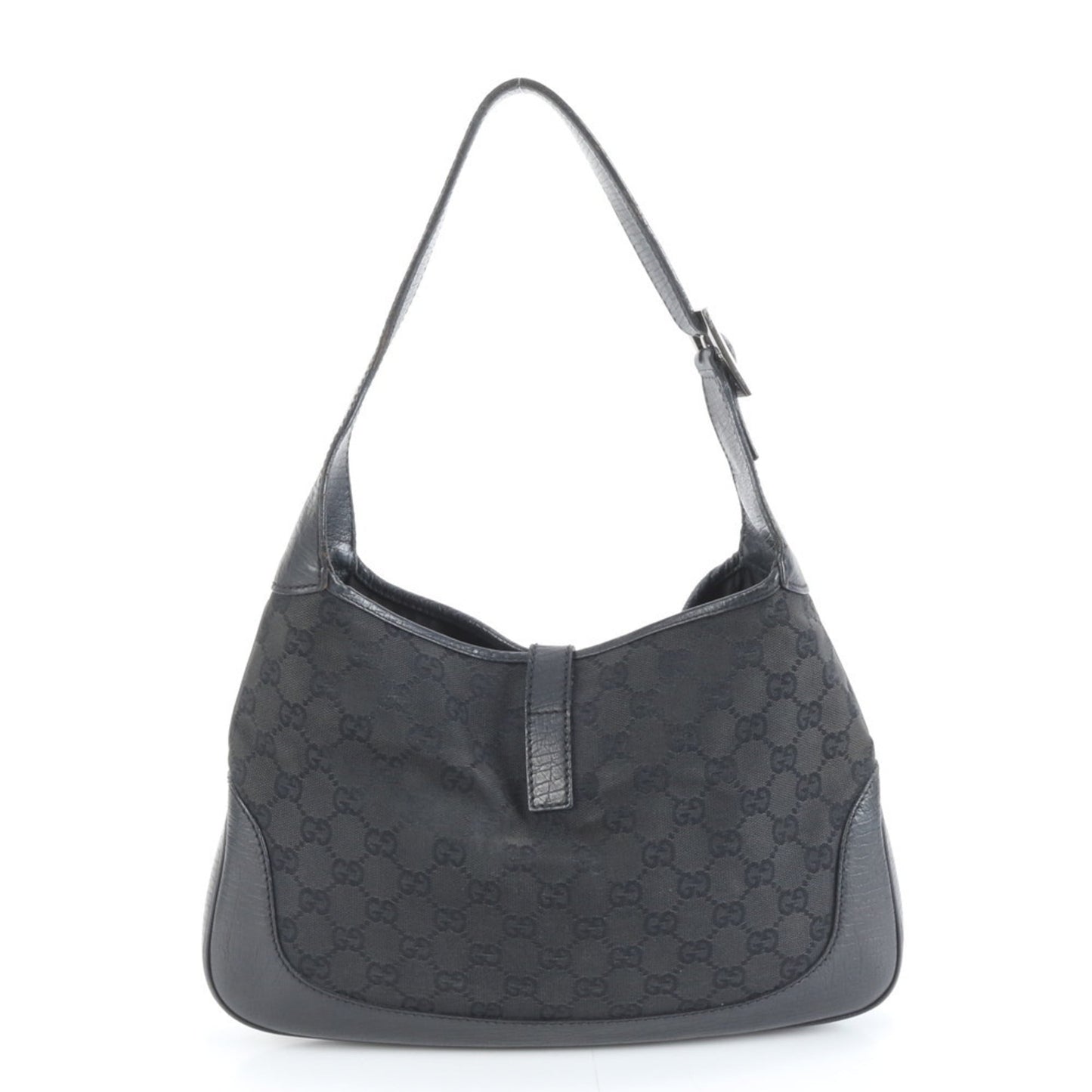 Gucci Black Leather Canvas Shoulder Bag