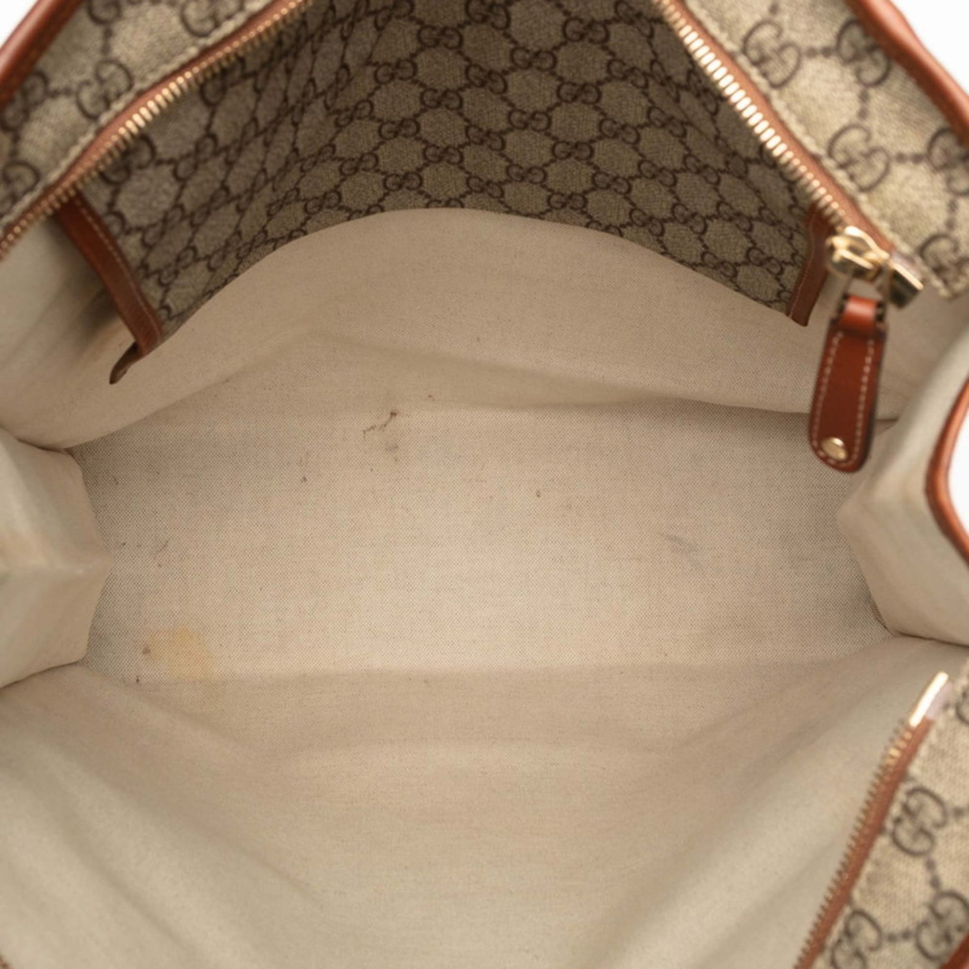 Gucci Beige Brown Gg Supreme Pvc Leather Tote Bag