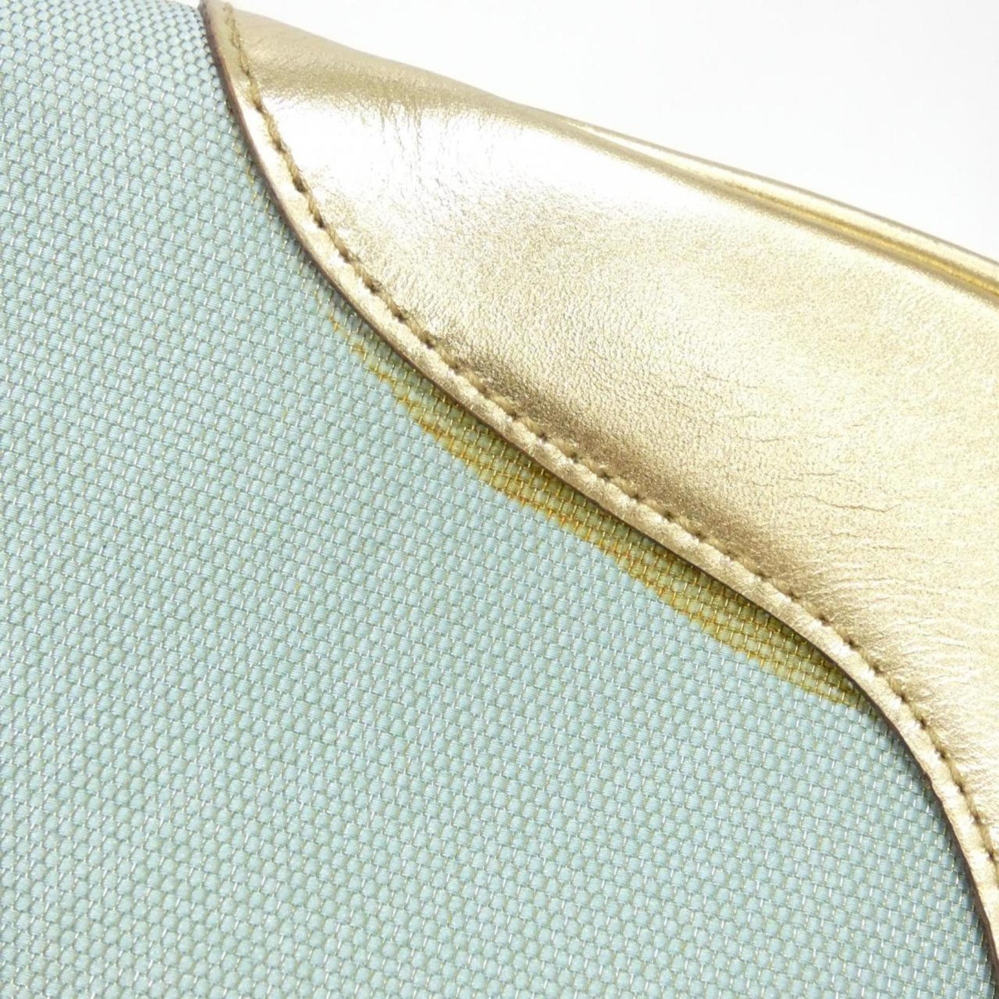 Gucci Gold Light Blue Canvas Leather Shoulder Bag