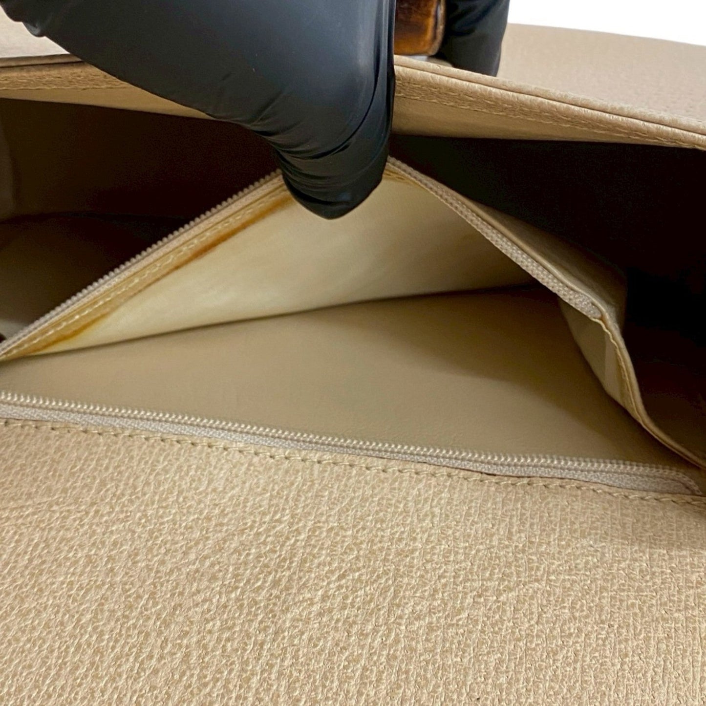 Gucci Beige Leather Bamboo Pochette Shoulder Bag