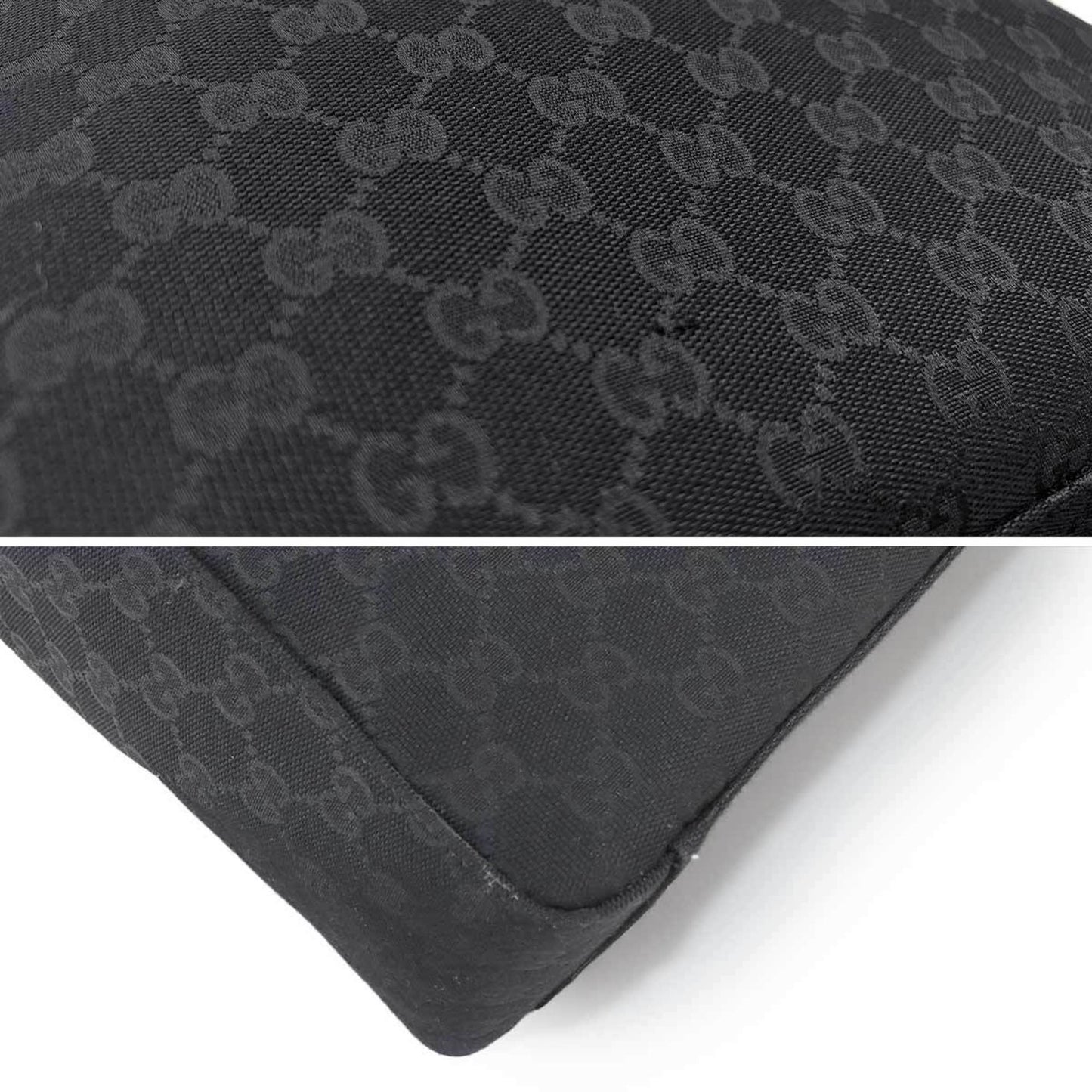 Gucci Black Gg Canvas Leather Tote Bag