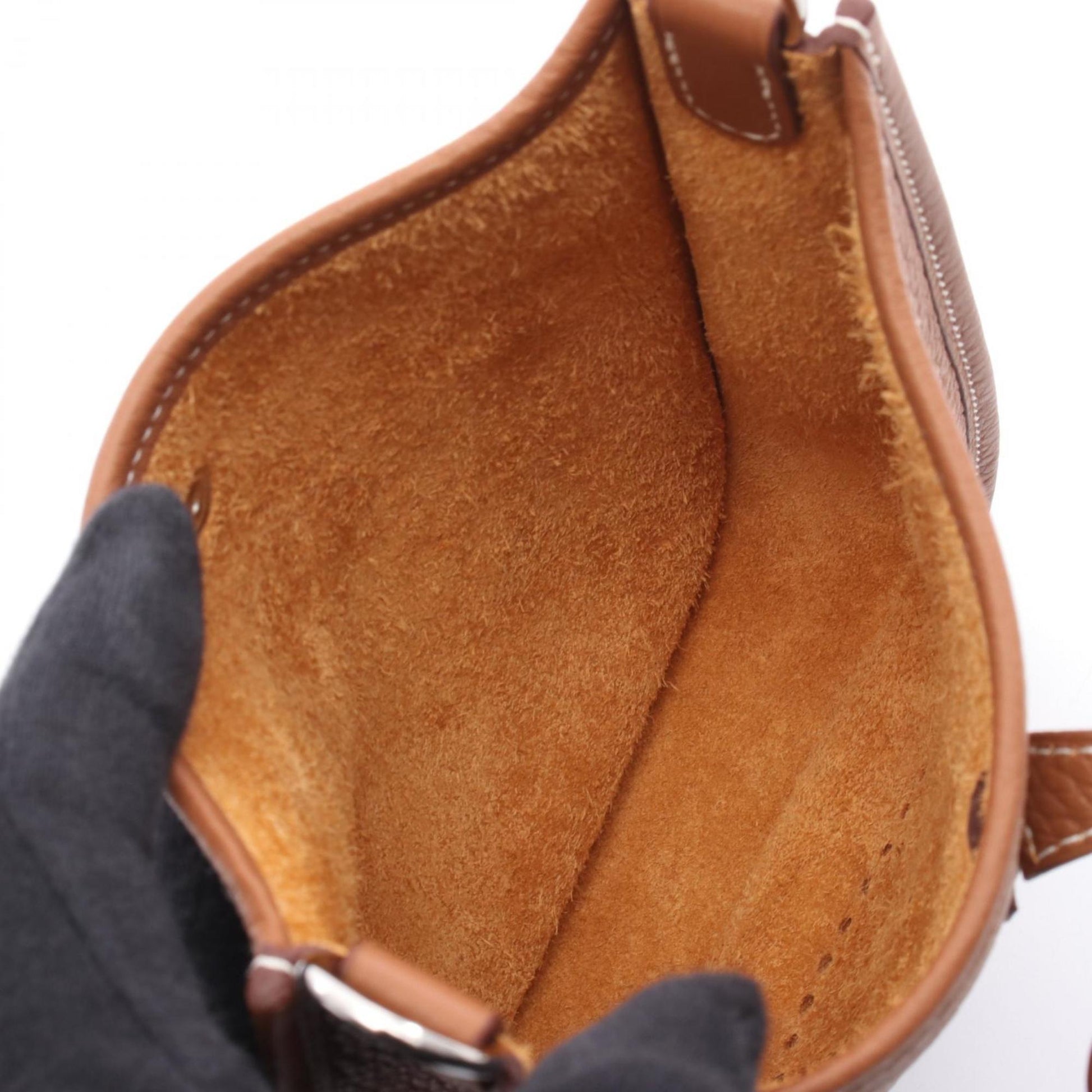 Hermes Evelyne Taurillon Clemence Shoulder Bag Leather Brown