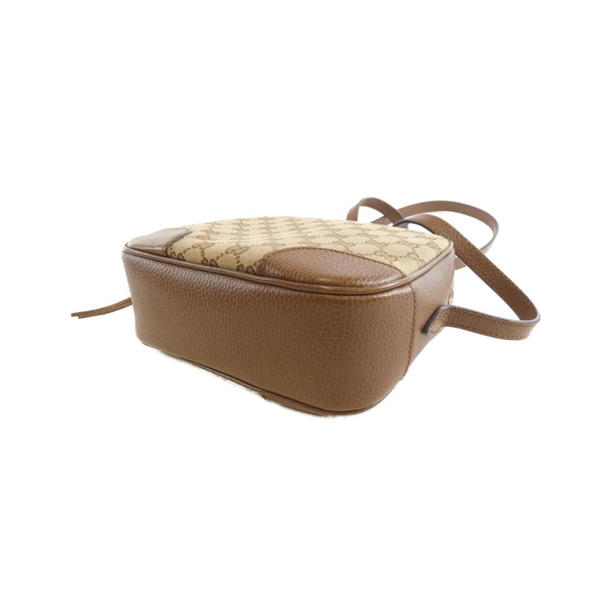 Gucci Beige Brown Gg Canvas Leather Shoulder Bag
