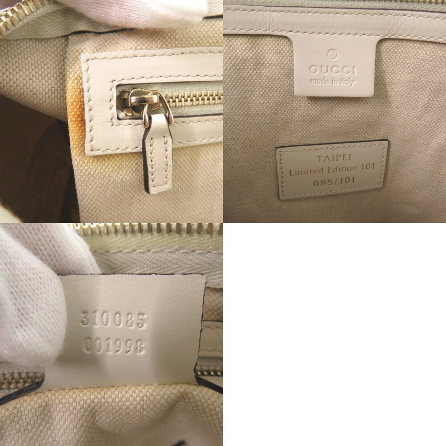 Gucci White Leather Boston Bag Handbag