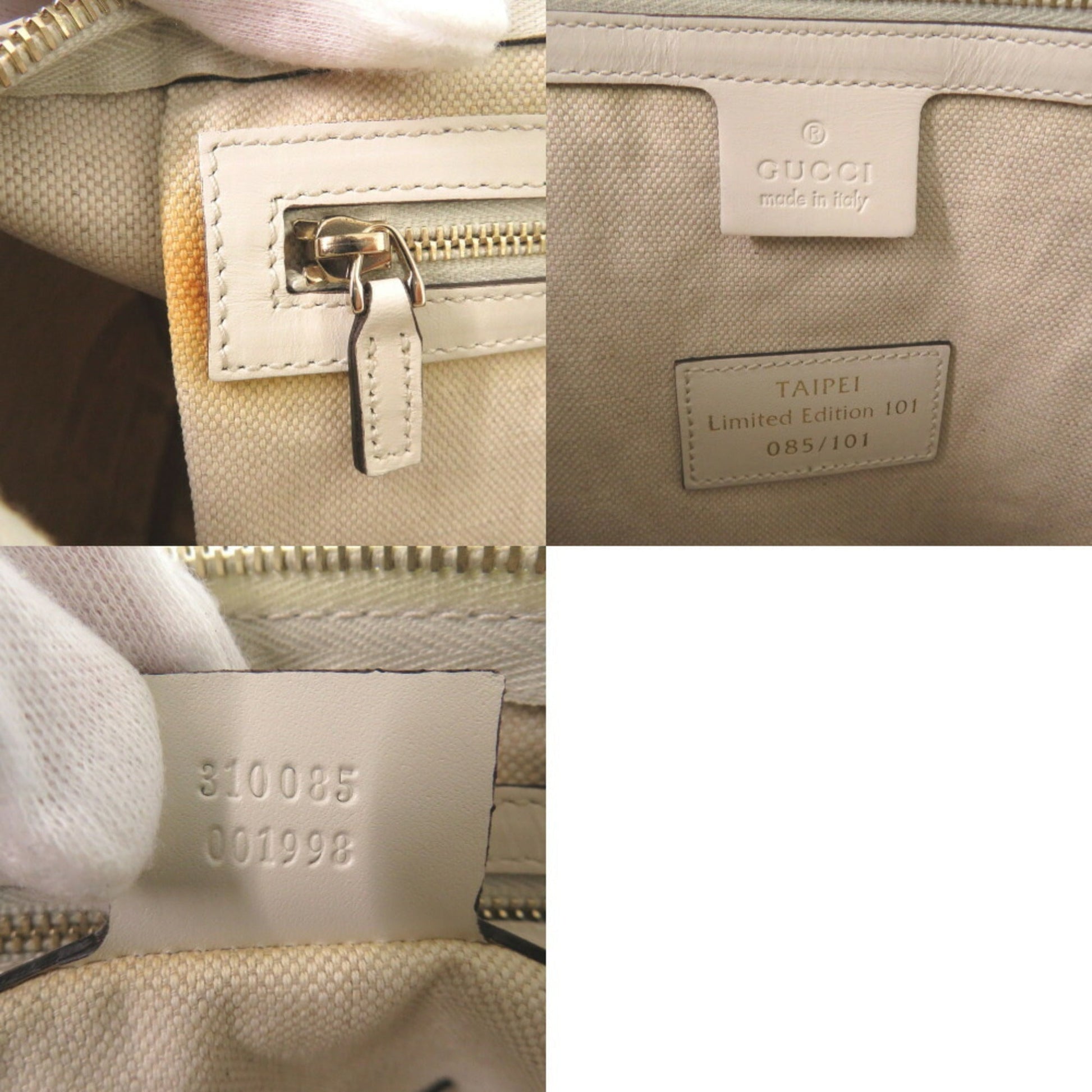 Gucci White Leather Boston Bag Handbag