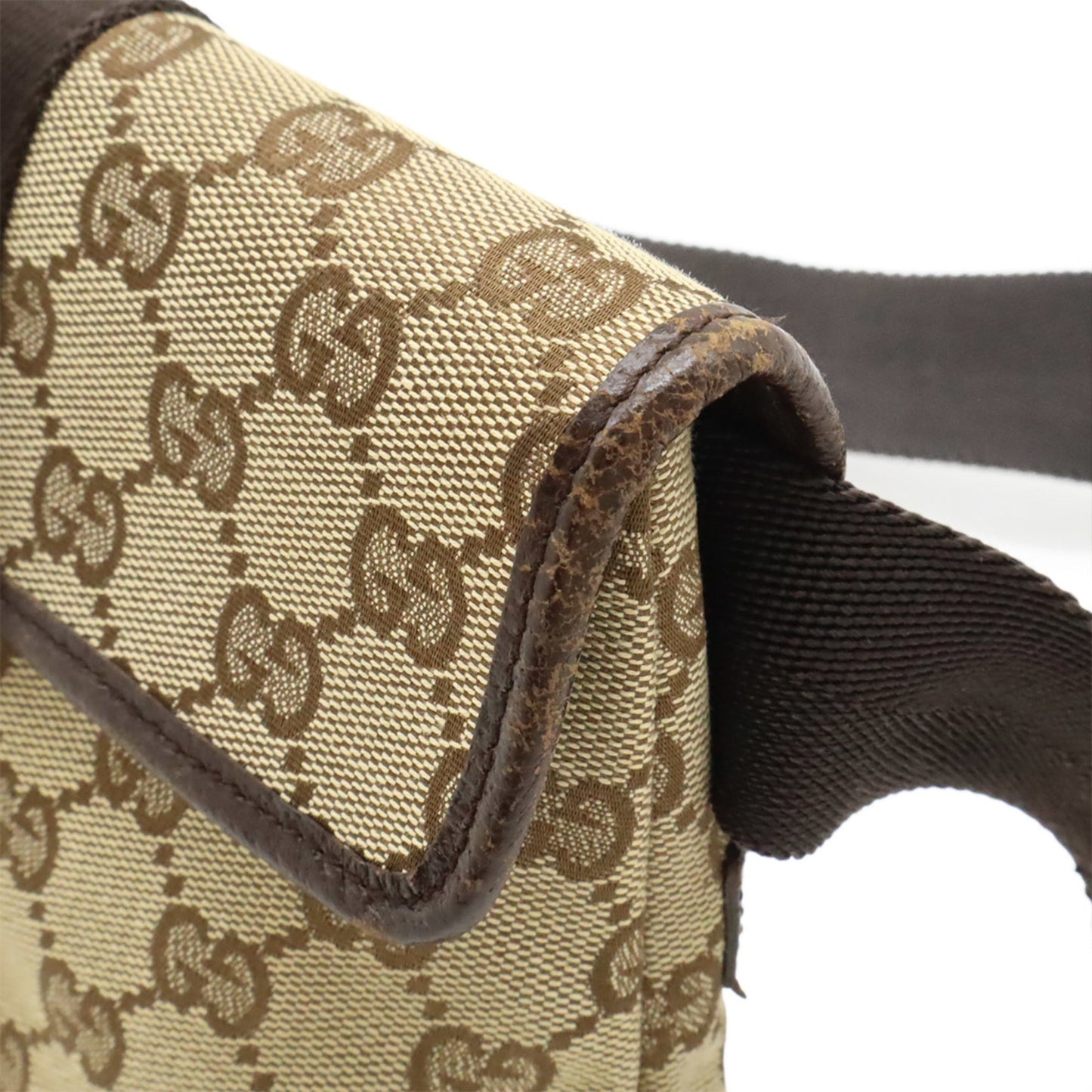 Gucci Beige Dark Brown Canvas Leather Pouch Sling Bag